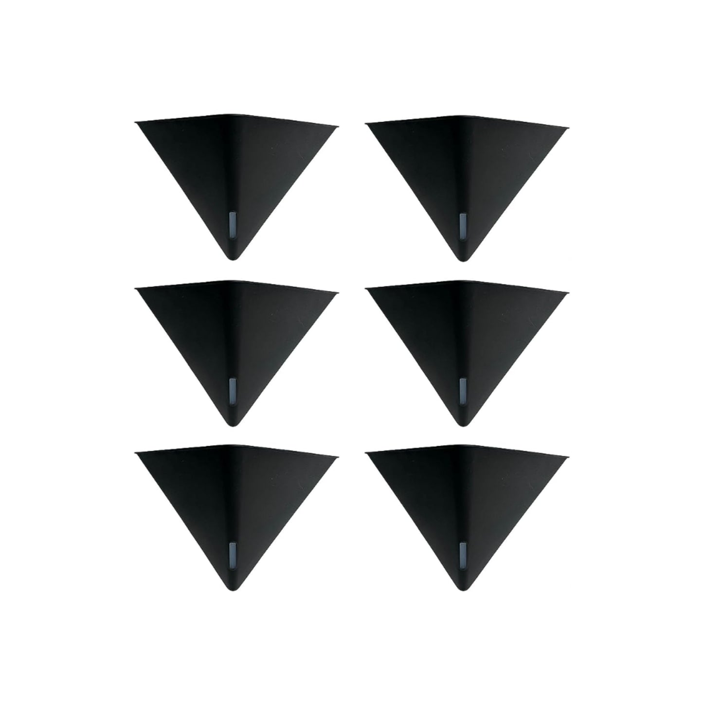 LaLaGreen Bundle - 12" x 6 Pack Black Large Self Watering Geometric Hanging Flower Vase Vessel with Metal Hanger, Modern Stylish Wall Mounted Succulent Pot Holder Decor