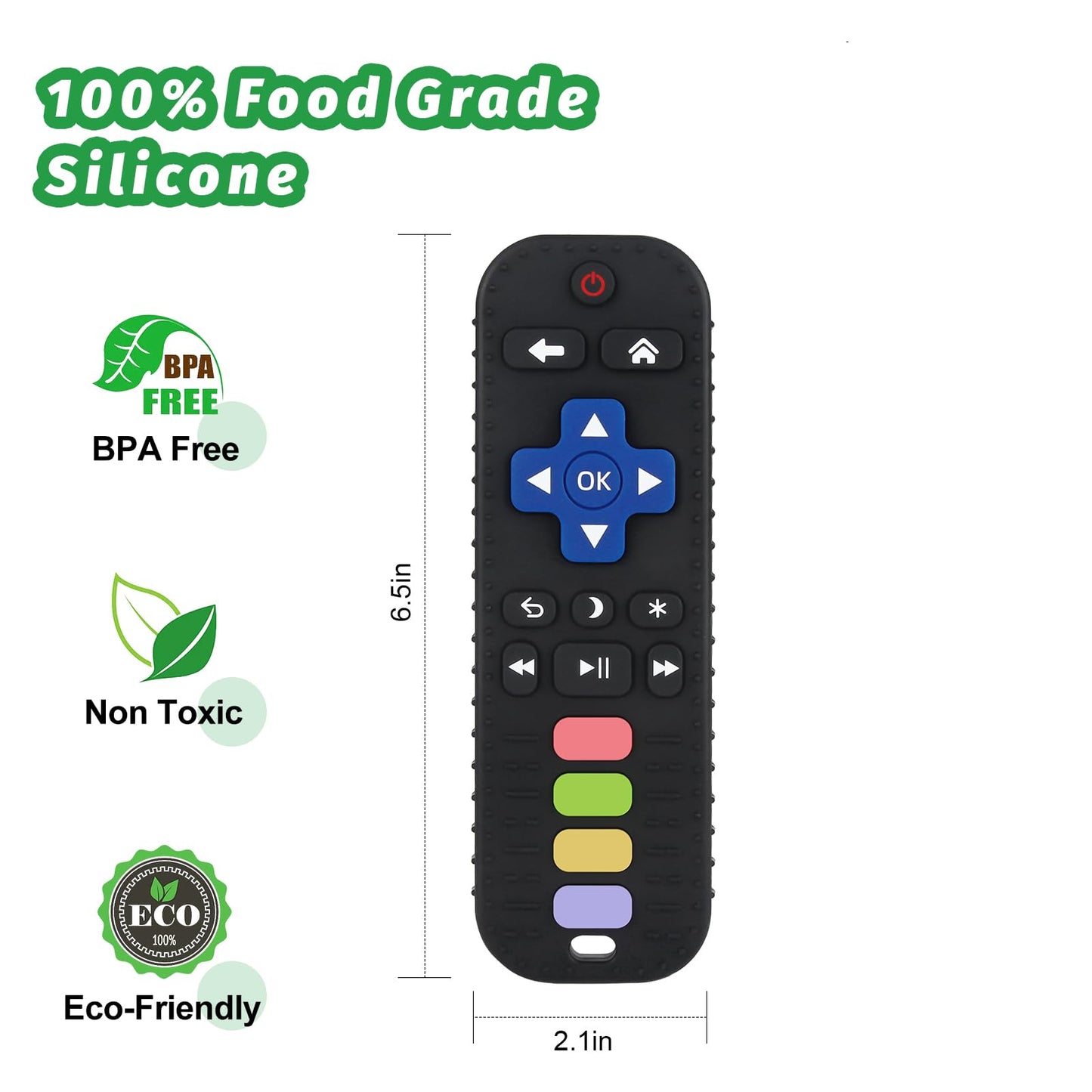 Fu Store 2Pack Silicone Teething Toys for Infant Toddlers Remote Control Shape Teethers for Babies Chew Toys Relief Soothe Gums Set BPA Free Freezable Dishwasher Refrigerator Safe