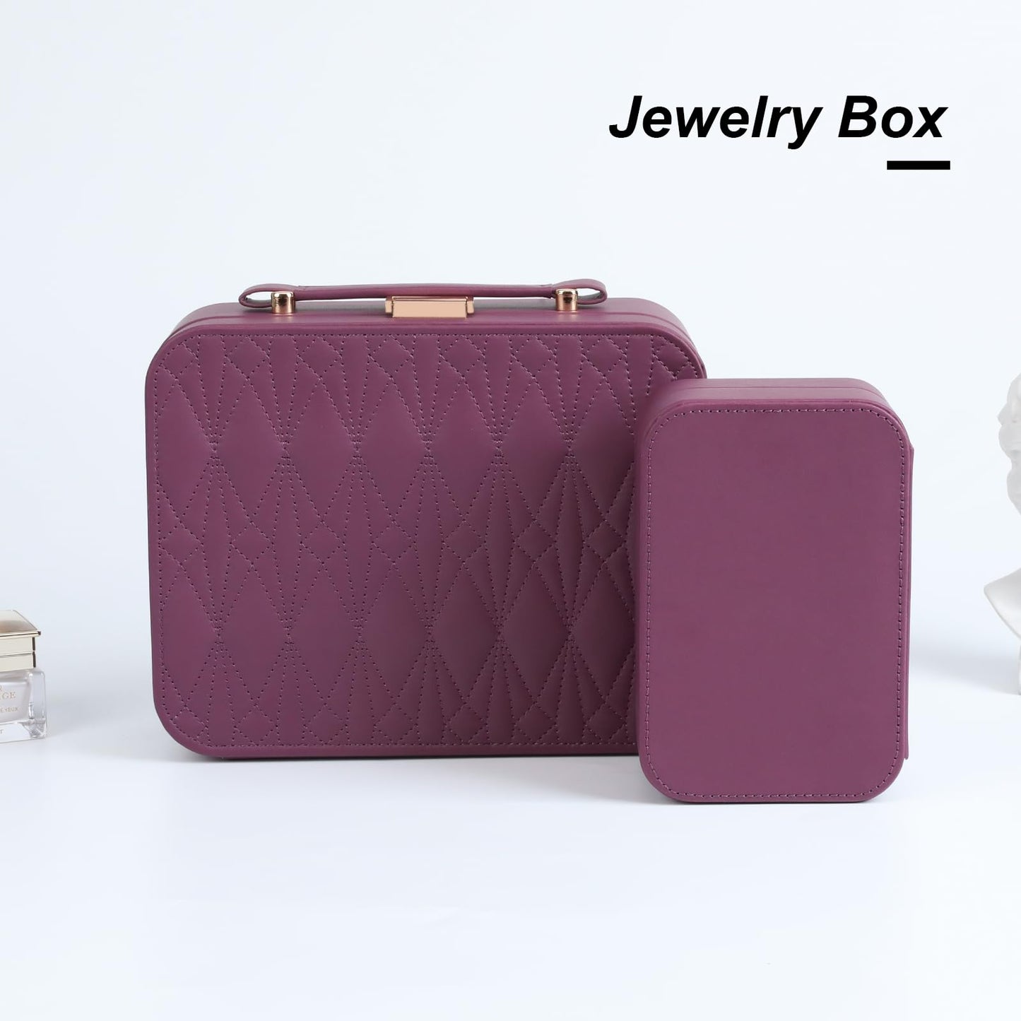 V-LAFUY Large Jewelry Case Organizer - Travel Jewelry Box and Portable Case, Burgundy Red