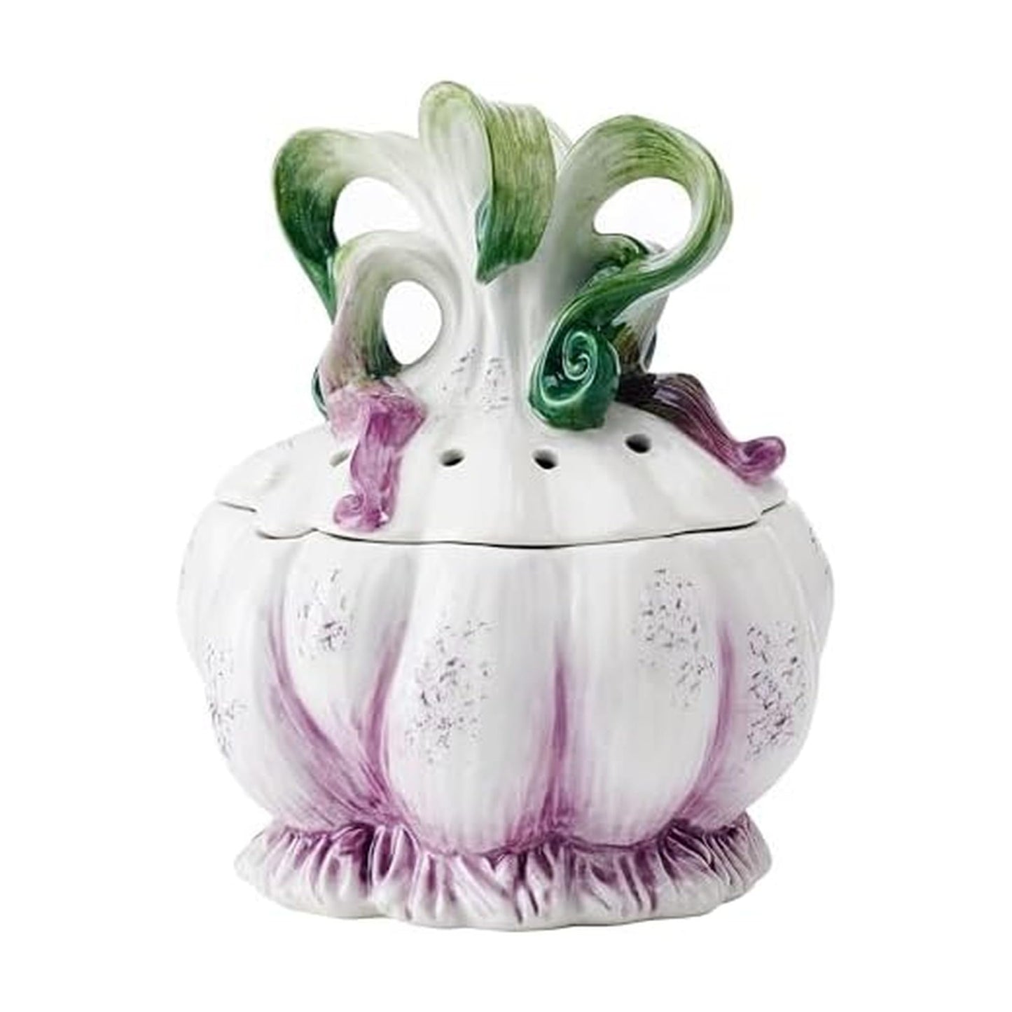 Fitz and Floyd Sicliy Green Ceramic Garlic Keeper Storage Saver