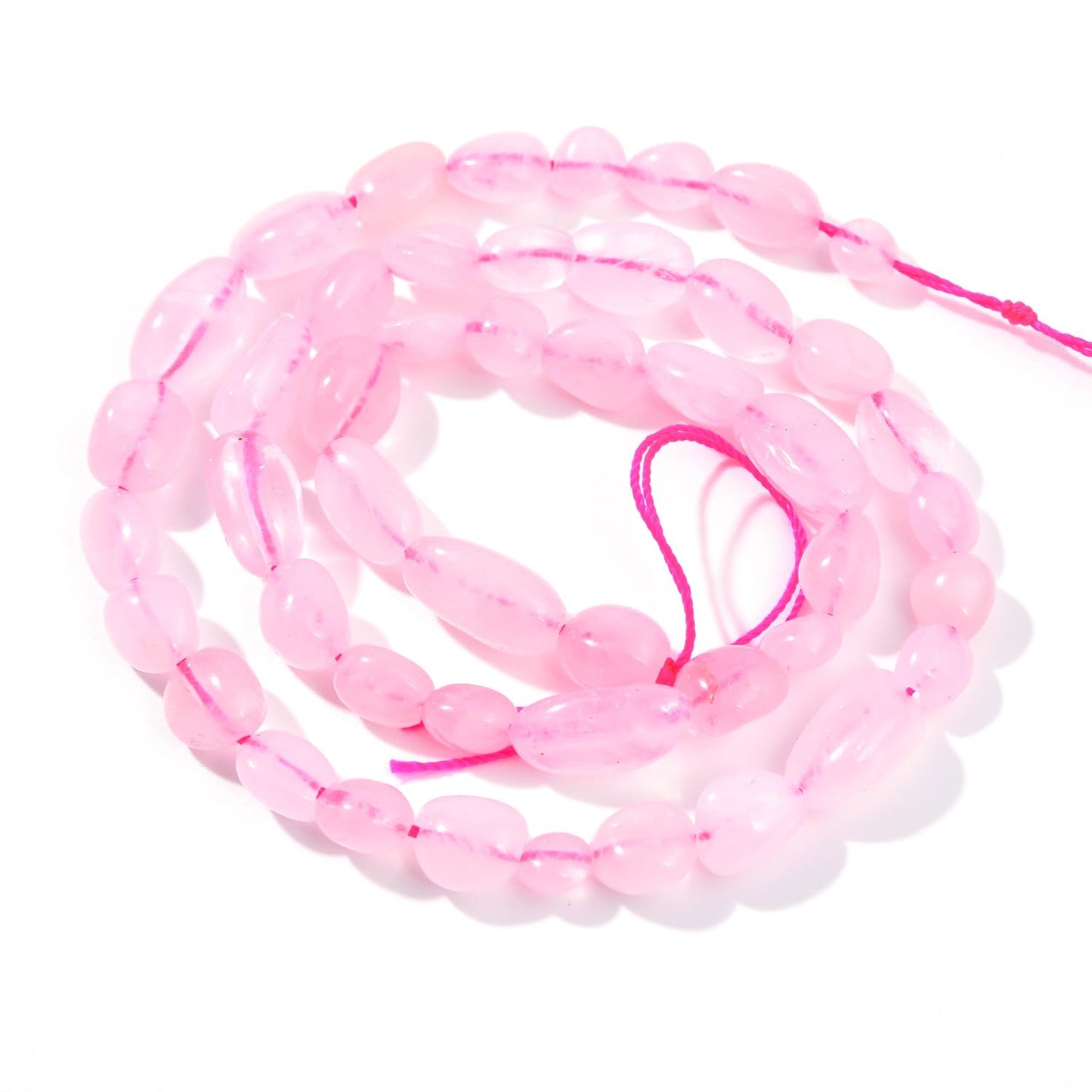 jodaying 6-8mm Natural Rose Quartz Nuggets Oval Free Tumbled Pebble Semi Precious Gemstone Loose Stone Beads Approx 15.5 inch for DIY Jewelry Making