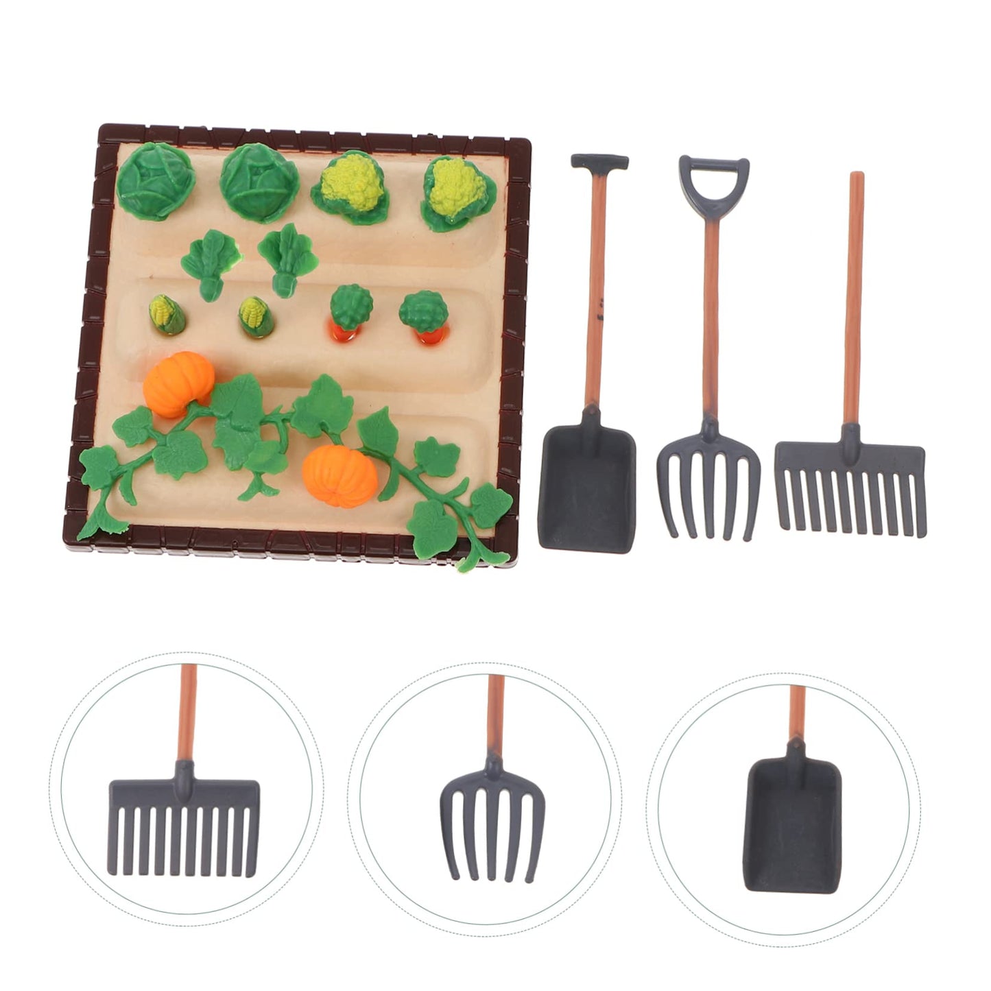 DOITOOL 1 Set Mini Rake Farm Model Kit Miniature Vegetable Figurines Resin Mini Farm Tool Models Micro Landscape Miniature Dollhouse Accessories
