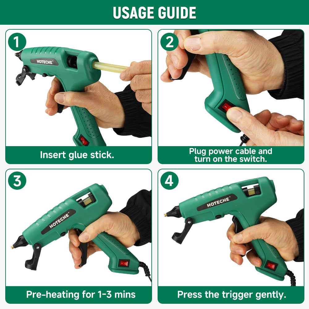 Hoteche 60W Hot Glue Gun Fast Preheating Glue Gun with Glue Sticks for Arts, Crafts, DIY and Quick Home Repairs