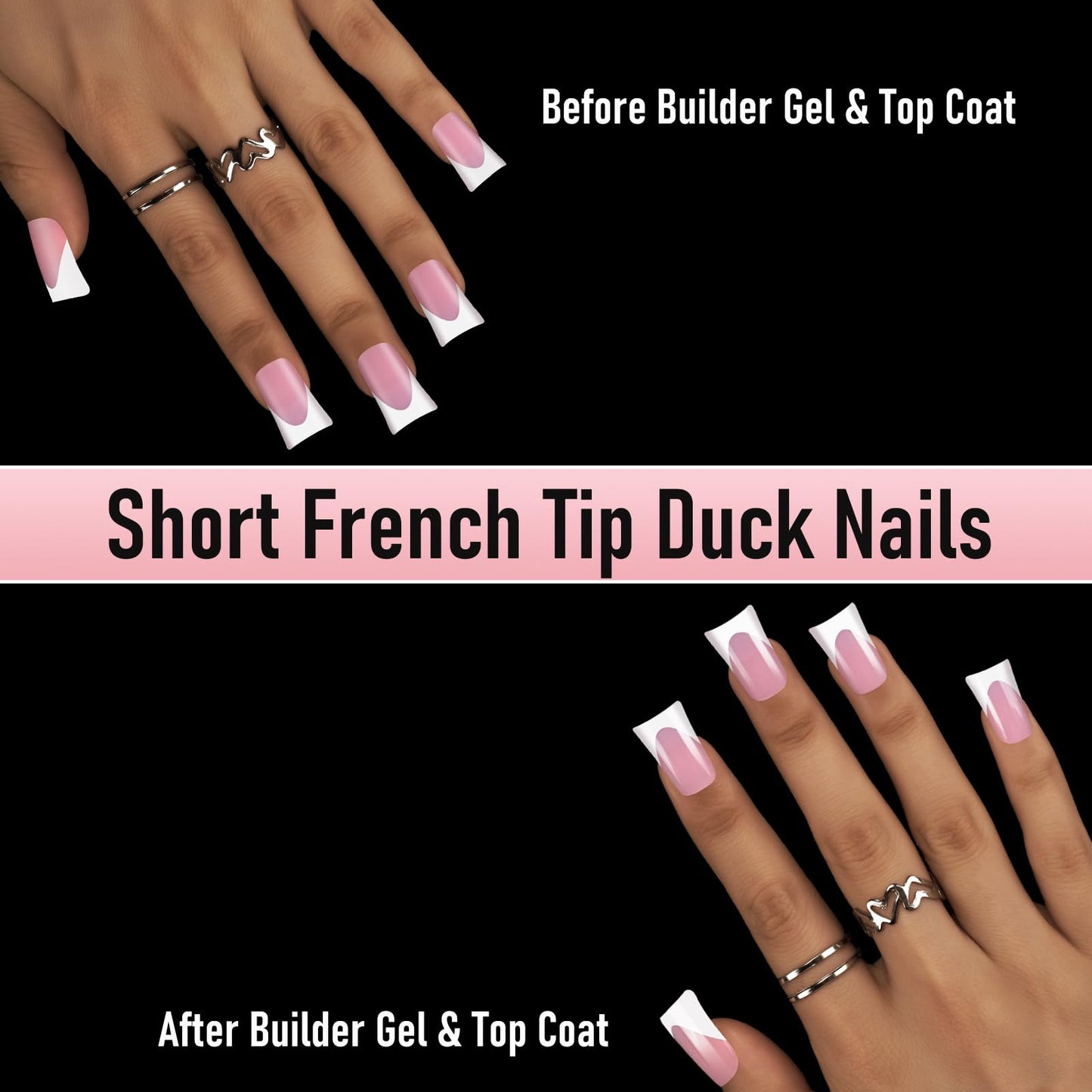 Wellquinn Short Duck Nail Tips French Press on Nails Full Cover Duck Feet Fake Pink Matte False Acrylic Nails for DIY Manicure 12 Sizes 240pcs