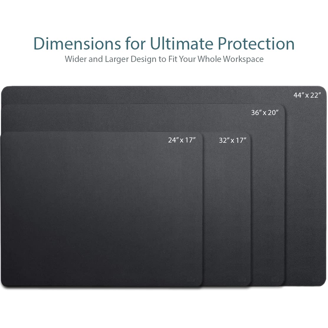 Vine Creations Leather Desk Mat 24" x 17", Desk Protector, PU Leather Desk Pad, Small Desk Pad Mat, Desk Blotter, Desk Pads on Top of Desks, Small Desk Mat for Home or Office (Black)