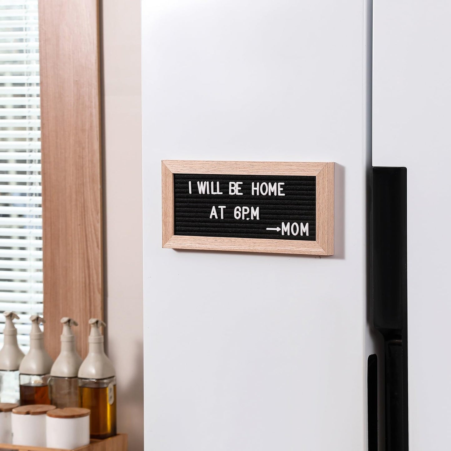 G GAMIT Small Magnetic Felt Letter Board 11x5Inch with Changeable Letters and Numbers, Message board Letter Sign Board in Wood Frame for Anoucement&Notification(Black)