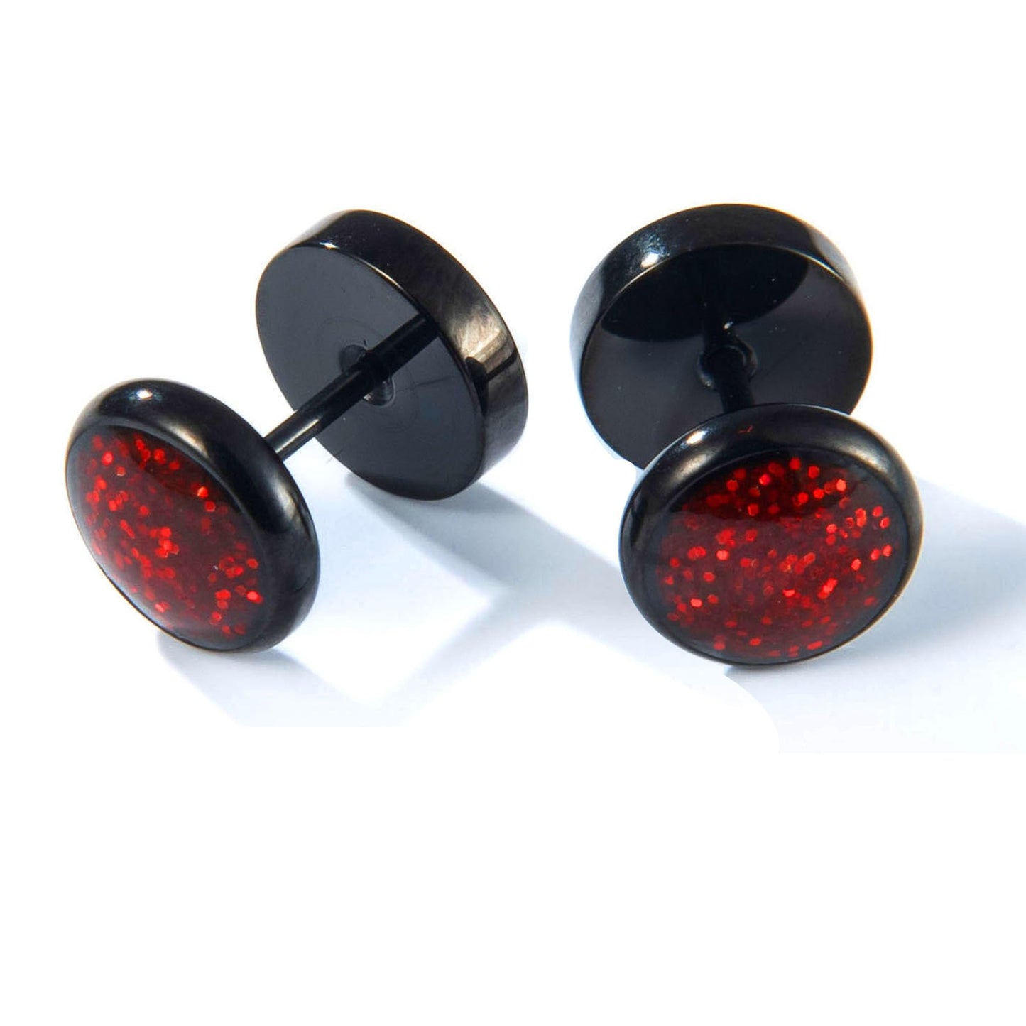 Surgical Stainless Steel Stud Earrings for Women Men Black Gold Plated Fluorescent Flat Back Hypoallergenic Earrings Suitable for Sensitive Ears