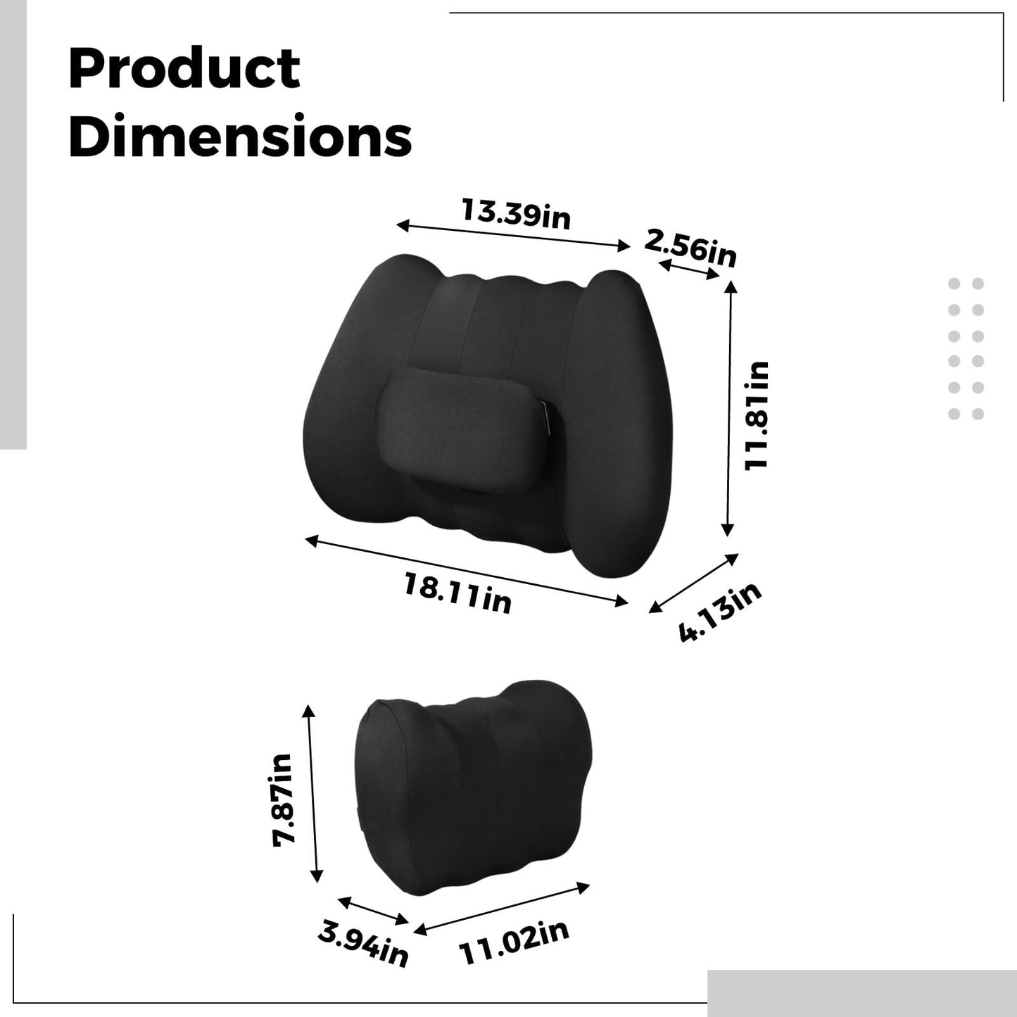 Vestamore Electric Vibration Car Lumbar Support And Headrest, Ergonomic Memory Foam, Neck Pillow With C Shape & Waist Embrace, Simulate Hand Massage, Classic Black, Boxed Gift With Card
