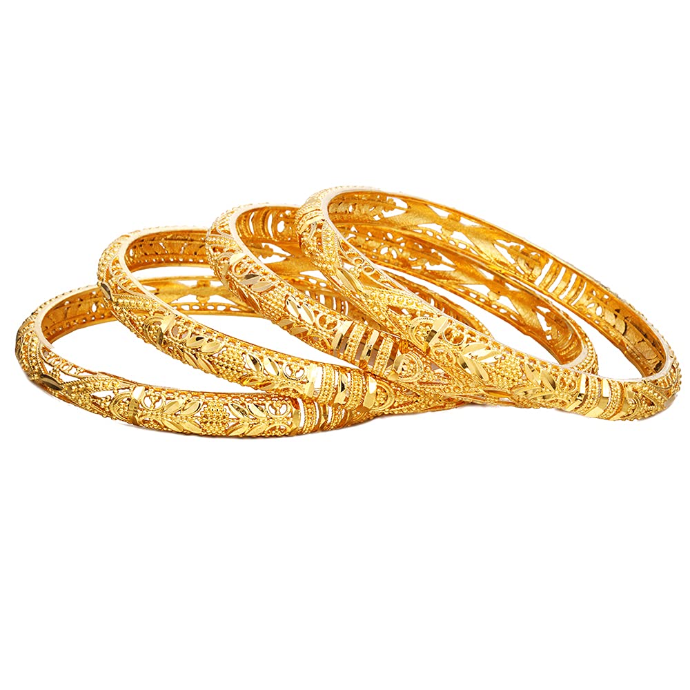 Ethlyn Large Sized Women Bracelets 2.7inch 18K Gold Plated Big Fixed Size Bangles&Bracelet Gifts for women(4pcs)