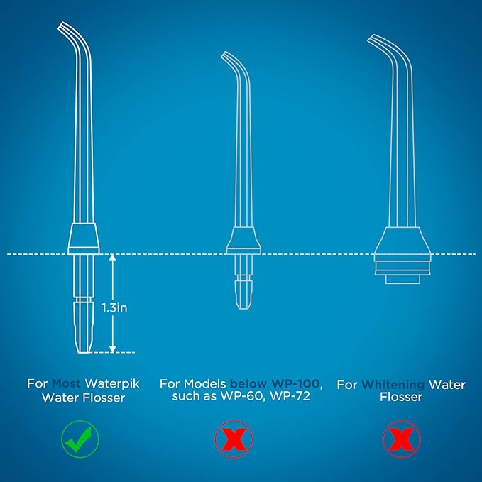 Replacement Heads for Waterpik, Replacement Picks for Water Pik Water Flosser (6 Toothbrush Tips + Storage Case)