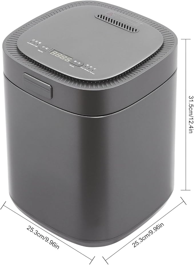 Black Electric Composting Machine 2.5L Kitchen Countertop Food Recycler Indoor Composter Bucket for Apartment Office Small Space Odor Reduction One-Button Start Auto Shut-Off 110V 25W 15-Hour Cycle