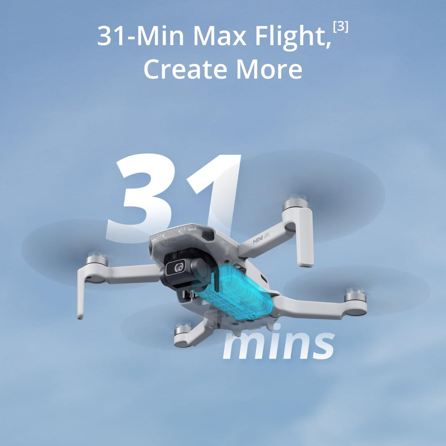 DJI Mini 4K, Drone with 4K UHD Camera for Adults, Under 249 g, 3-Axis Gimbal Stabilization, 10km Video Transmission, Auto Return, Wind Resistance, 1 Battery for 31-Min Max Flight Time