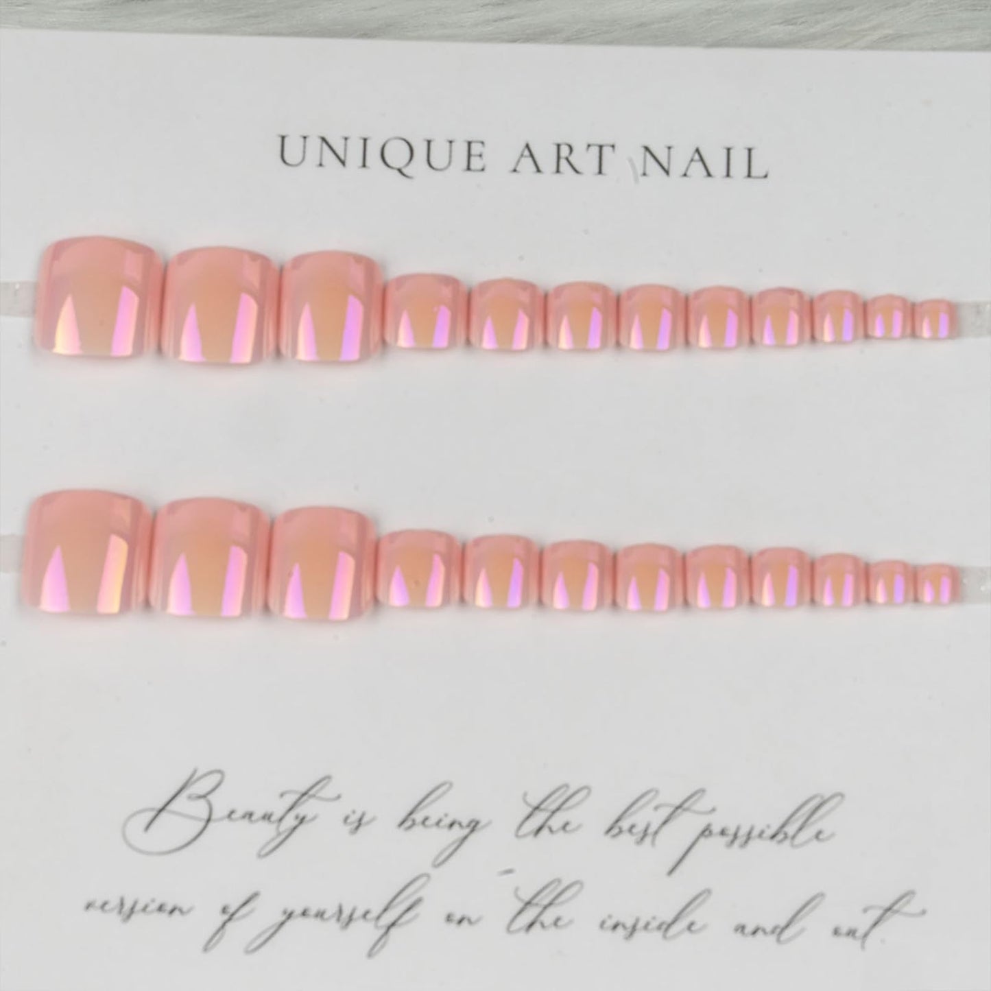 Pink Press on Toenails Short Square Fake Toenails Chrome Acrylic Toe Nails Cute Glossy False Toe Nails with Aurora Powder Designs Solid Full Cover Artificial Toenails for Women and Girls 24Pcs