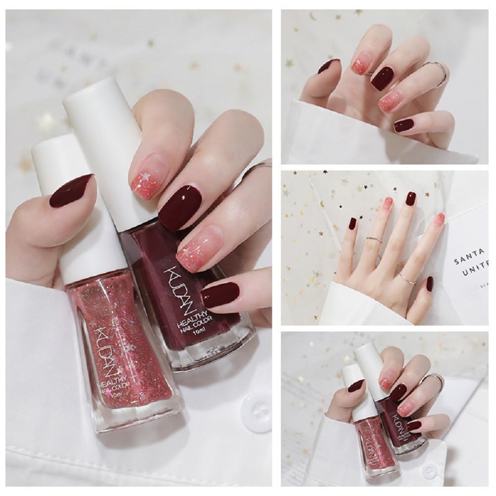 Nail Polish set - Nail Lacquer Quick Dry, Full Size, Vibrant, Colorful, Trendy, Glitter, Glossy, Metallic, Matte Nail Art Nail Shades (N24 Cherry blossom powder, 52g)