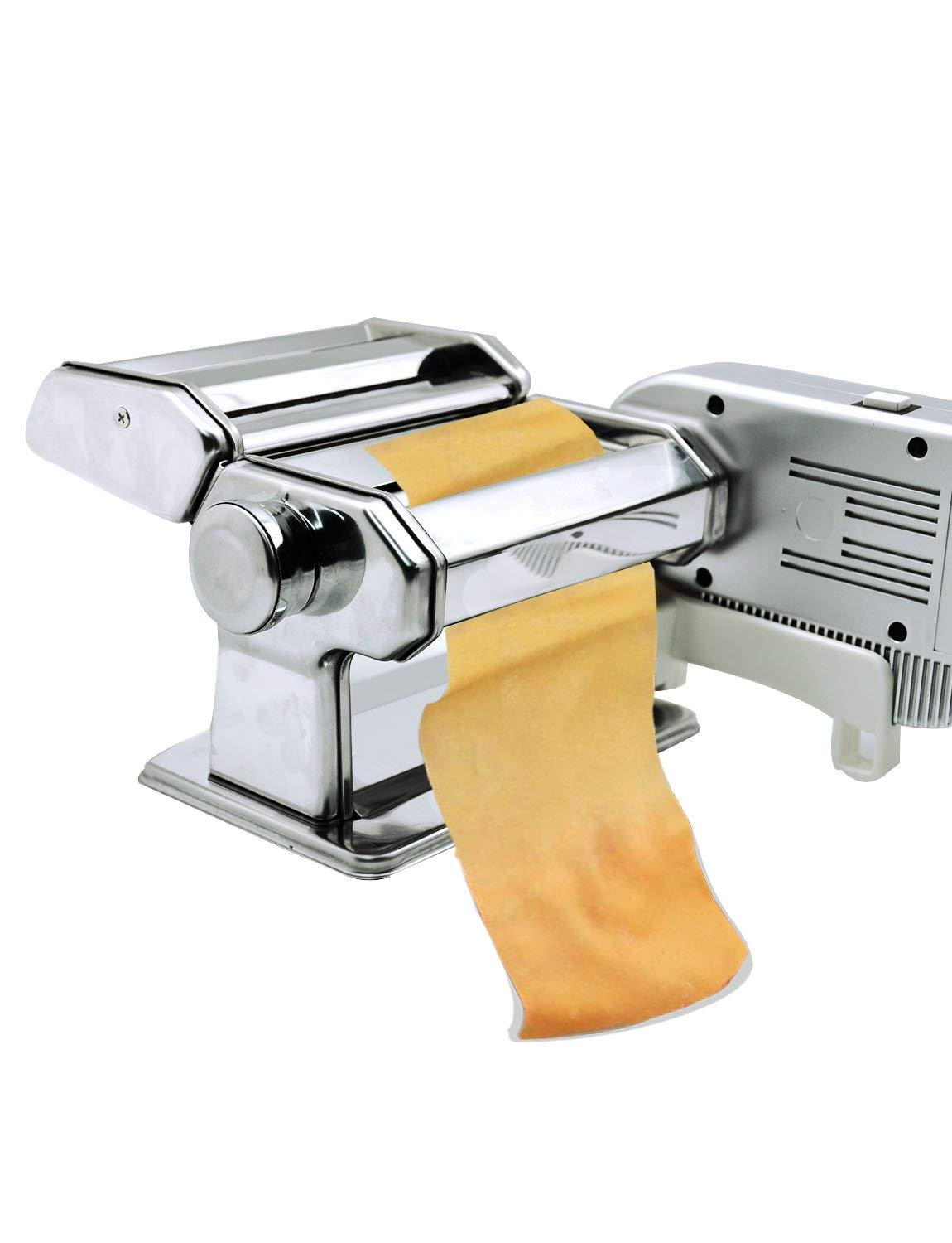 Shule Electric Pasta Maker with Motor Automatic Pasta Machine with Hand Crank and Multifunctional Rollers
