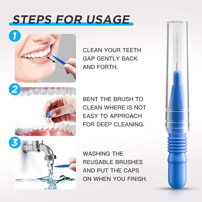 RAZOKO Interdental Brush, Flossing Head,Easy Use Tooth Cleaning Tool 176 Count (2.5mm/3mm)