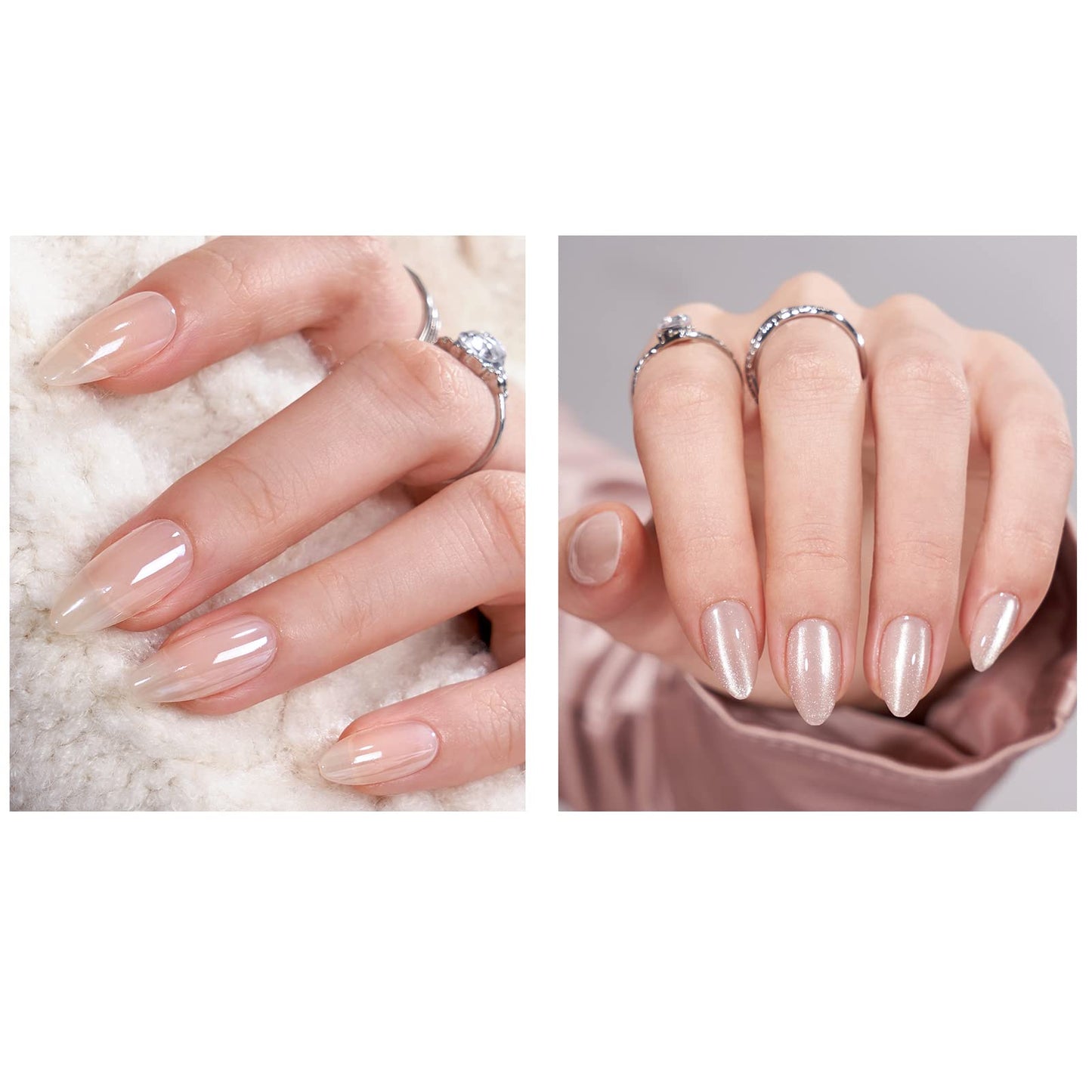 BTArtbox Press On Nails Short Medium - Soft Gel Press On Nails, Chrome Fake Nails with Nail Glue, Fit Perfectly & Natural Reusable Stick On Nails Kit, Glazed Donut & Aurora Cat Eye