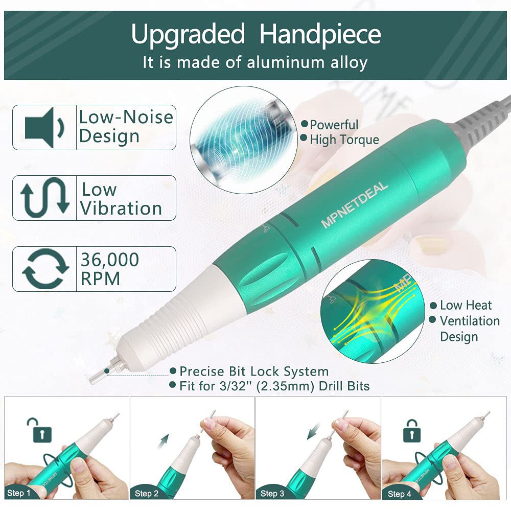 MPNETDEAL Electric Pro Nail Drill e-File with LED Digital Display Professional Menicure Tools for Acrylic Nails
