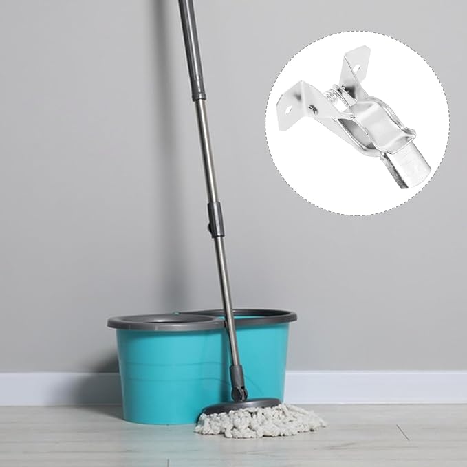 ibasenice 10pcs Heavy Duty Metal Mop and Broom Holder Wall Mounted Organizer with Grippers for Garage Kitchen Laundry Storage