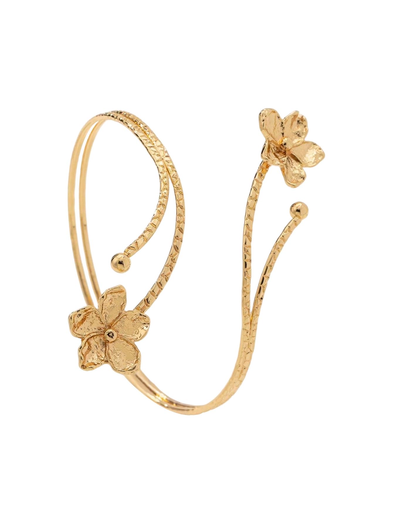 MakeMeChic Beach Gold Arm Cuff Jewelry for Women Bangle Band Armlet Flower Upper Arm Cuff Bracelet Summer Beach Essentials Gold Flower B One-Size