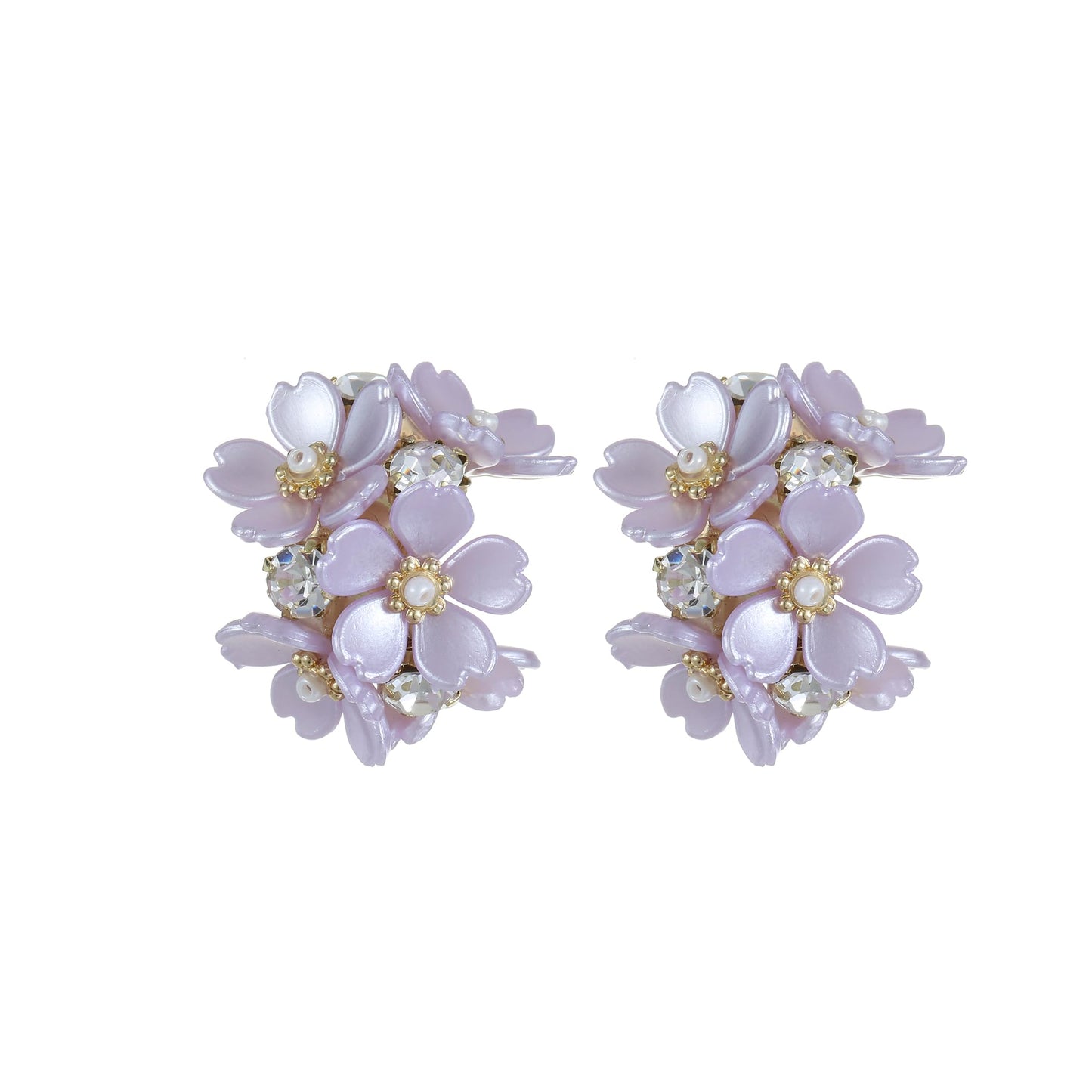 Xalroco Purple Flower CZ Hoop Earrings Acrylic Pearl Earrings(Purple Flower)