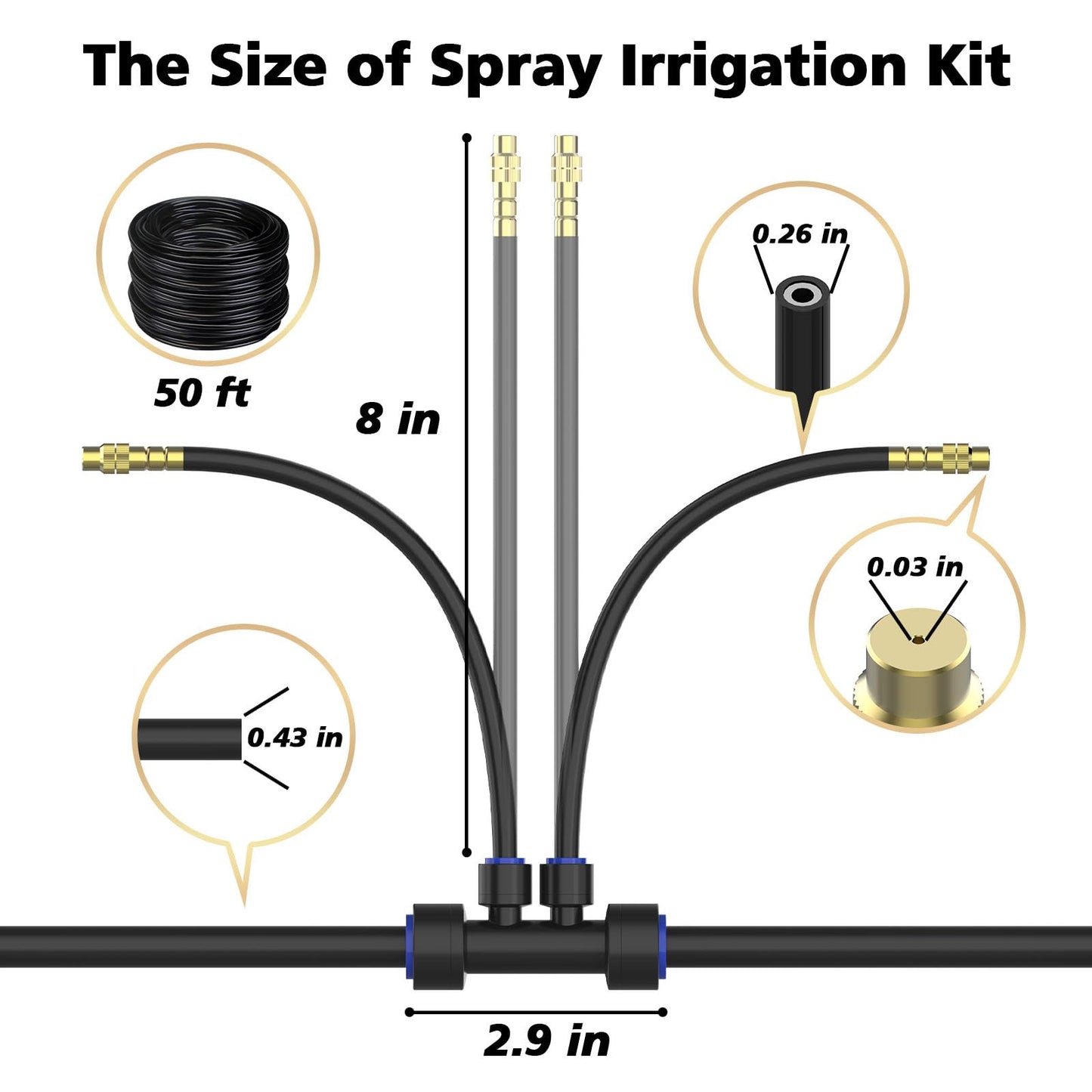 Drip Irrigation System 2 Ports - 360°Adjustable Garden Watering System 50FT with 30 Nozzles, Drip Irrigation Kit for Garden, Yard, Lawn, Greenhouse, Plants, 2/5 inch Hose