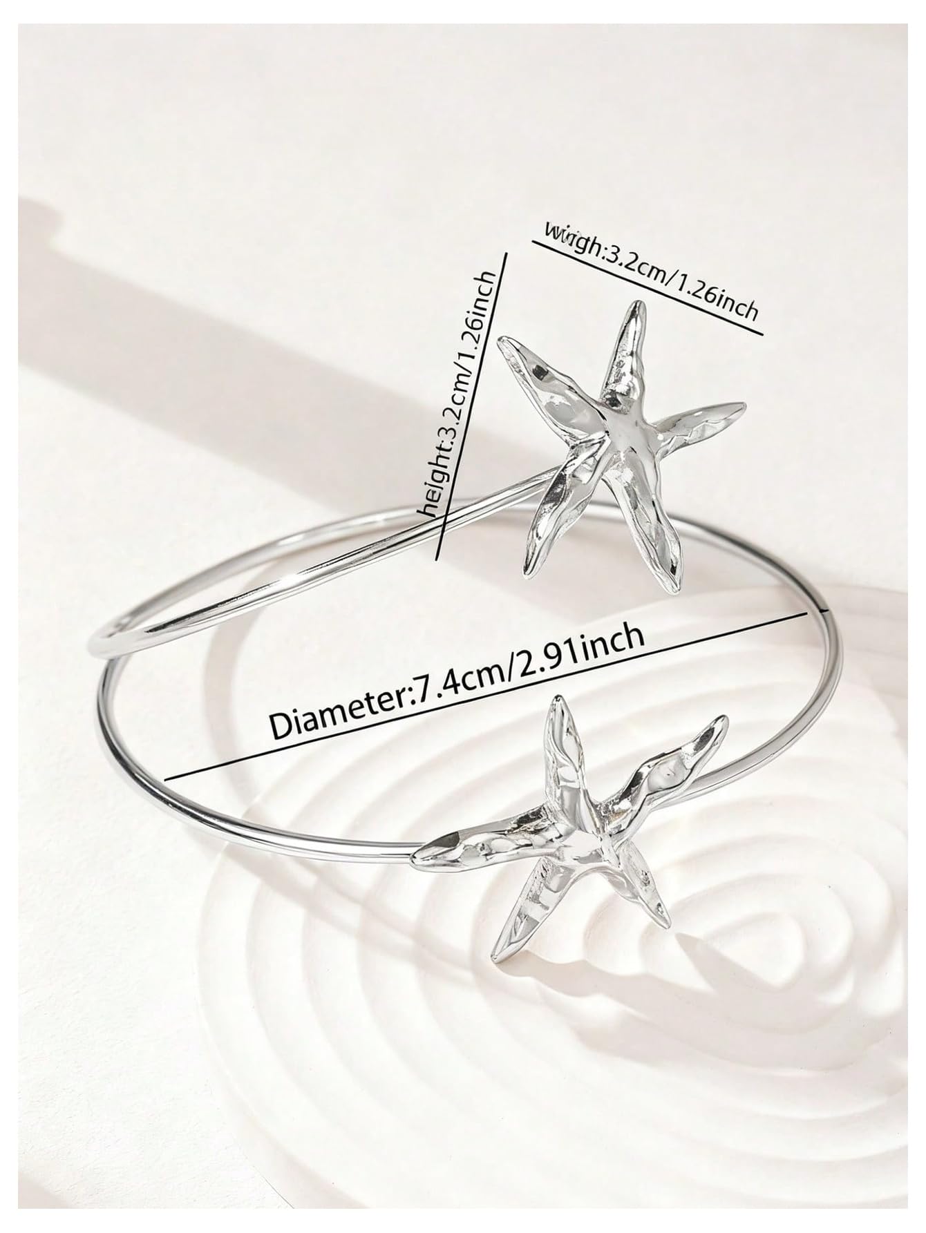 MakeMeChic Beach Gold Arm Cuff Jewelry for Women Bangle Band Armlet Flower Upper Arm Cuff Bracelet Summer Beach Essentials Silver Starfish One-Size