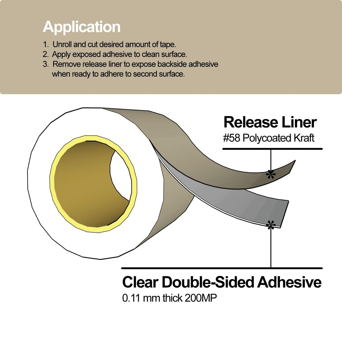 Gizmo Dorks 468MP Double Sided Adhesive Transfer Tape Sheet Roll, 8" Width x 15 ft