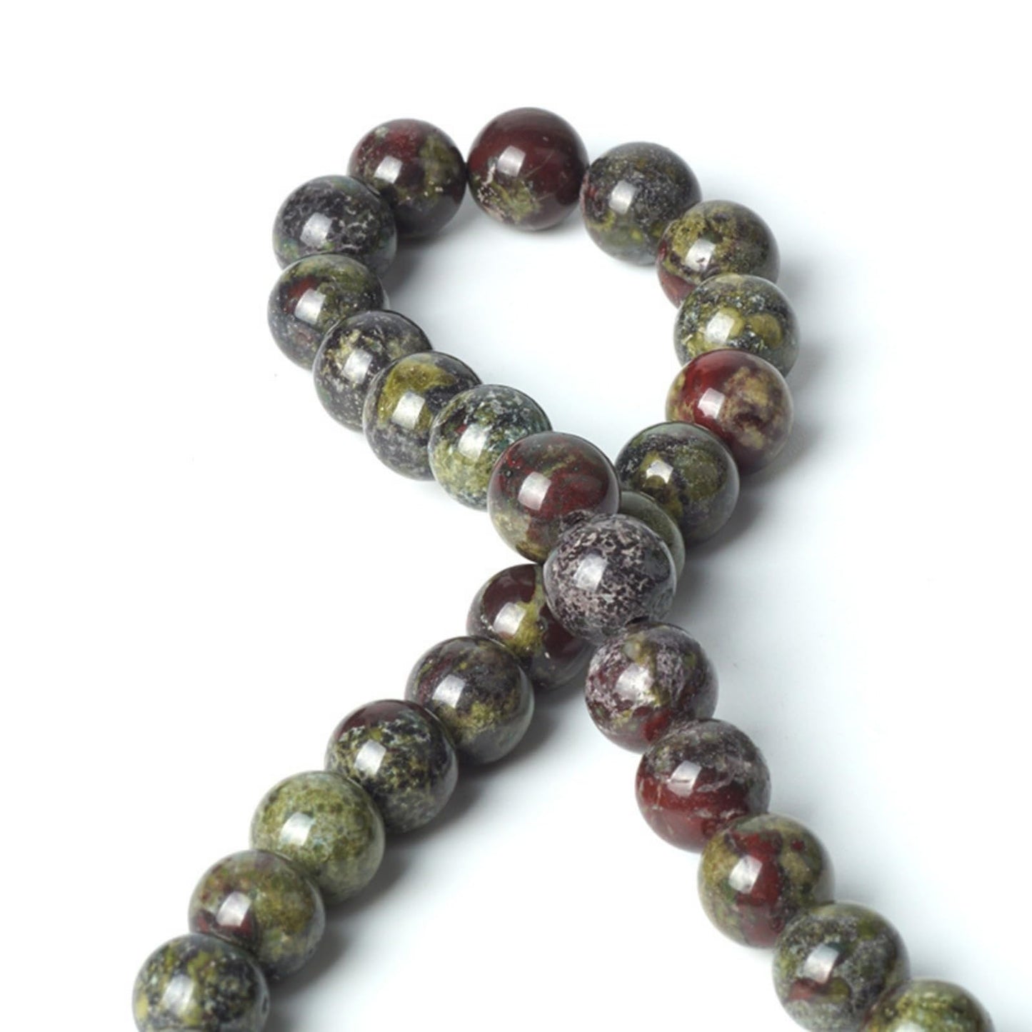 100Pcs Natural Stone 6mm Dragon Bloodstone Round Loose Gemstone Energy Healing Beads Hole Size 1mm DIY Smooth Beads for Bracelet Necklace Earrings Jewelry Making