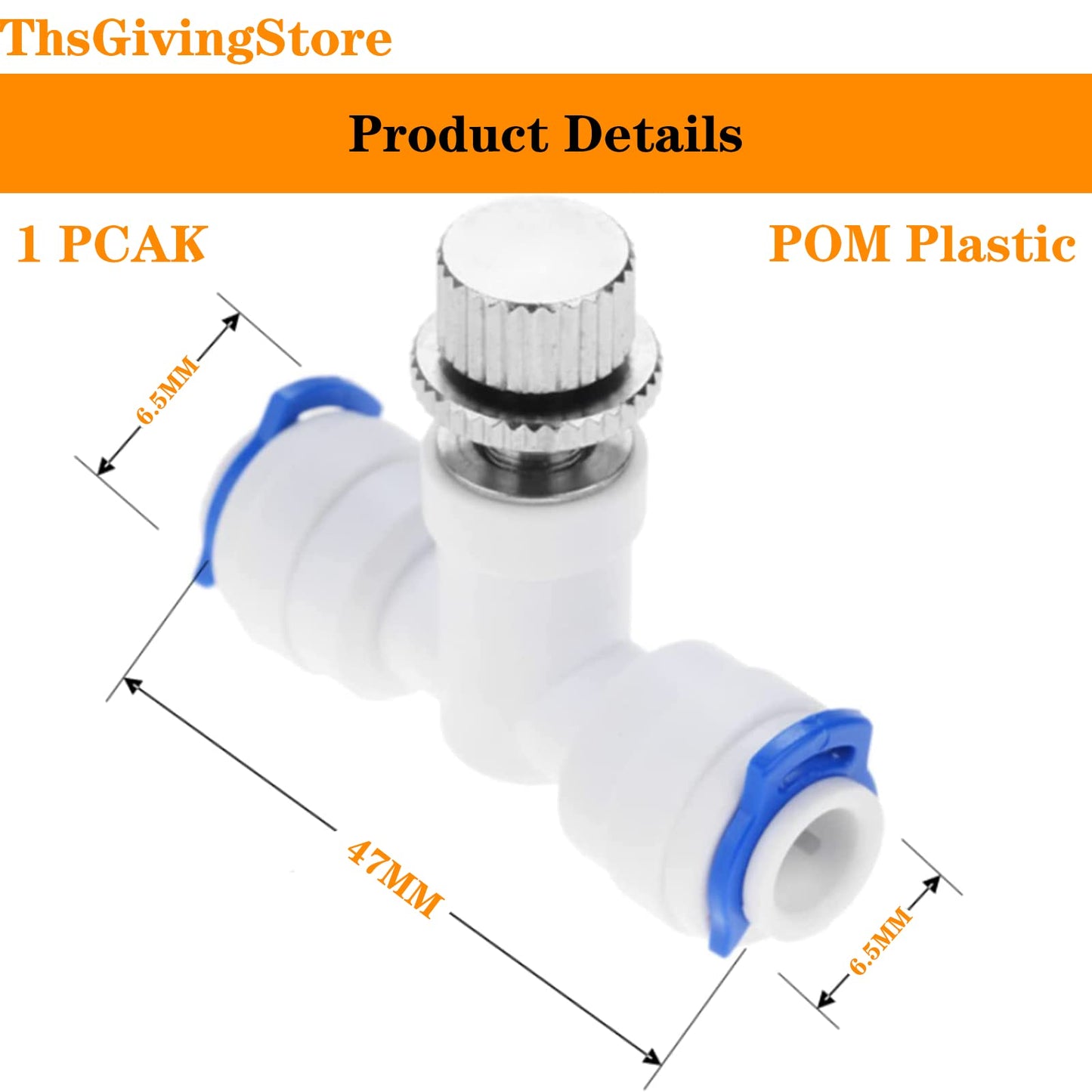 1PCS RO Water Flow Control Valve, Reverse Osmosis 1/4" OD Regulator Waterflow Control Valve Connector Fitting, Water Flow Adjust Valve, Water Speed Controller