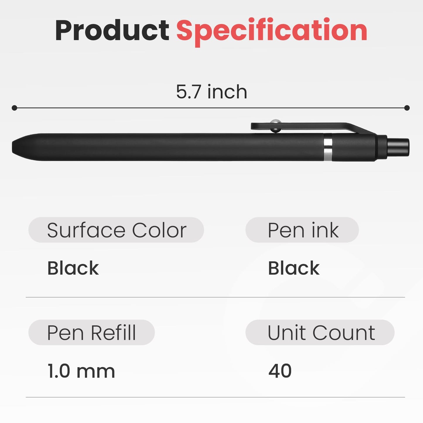 Sooez 40 Pack Bulk Pens Ballpoint, Black Ink Pens for Smooth Writing, Quick Dry Ball Point Pens Black, Medium Point 1.0mm Fidget Pens for Journaling, Office Supplies for Nurse Server, Note Taking