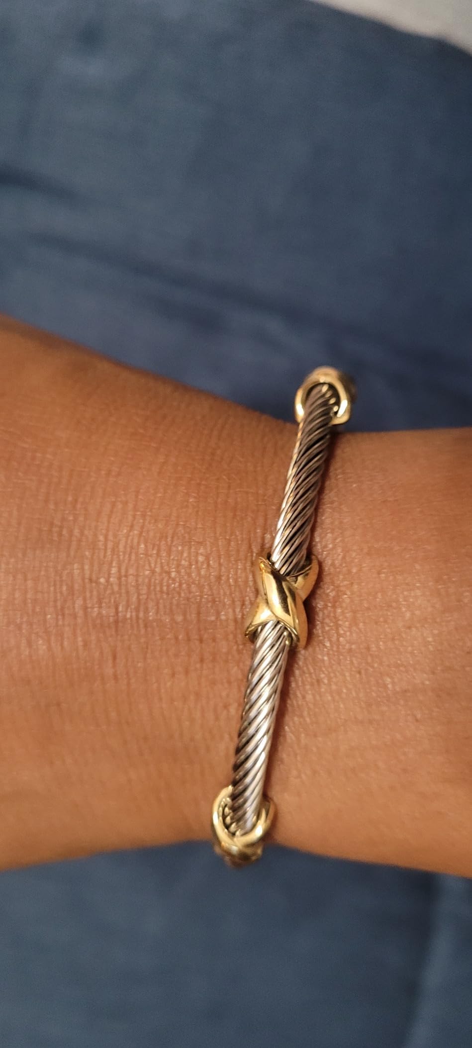 EGO VINA Multi Twisted Cable Wire Cross Bracelet For Women Men Classic Stainless Steel Fashion Stackable OPen Bangle Open Cuff Bangles Vintage Jewelry