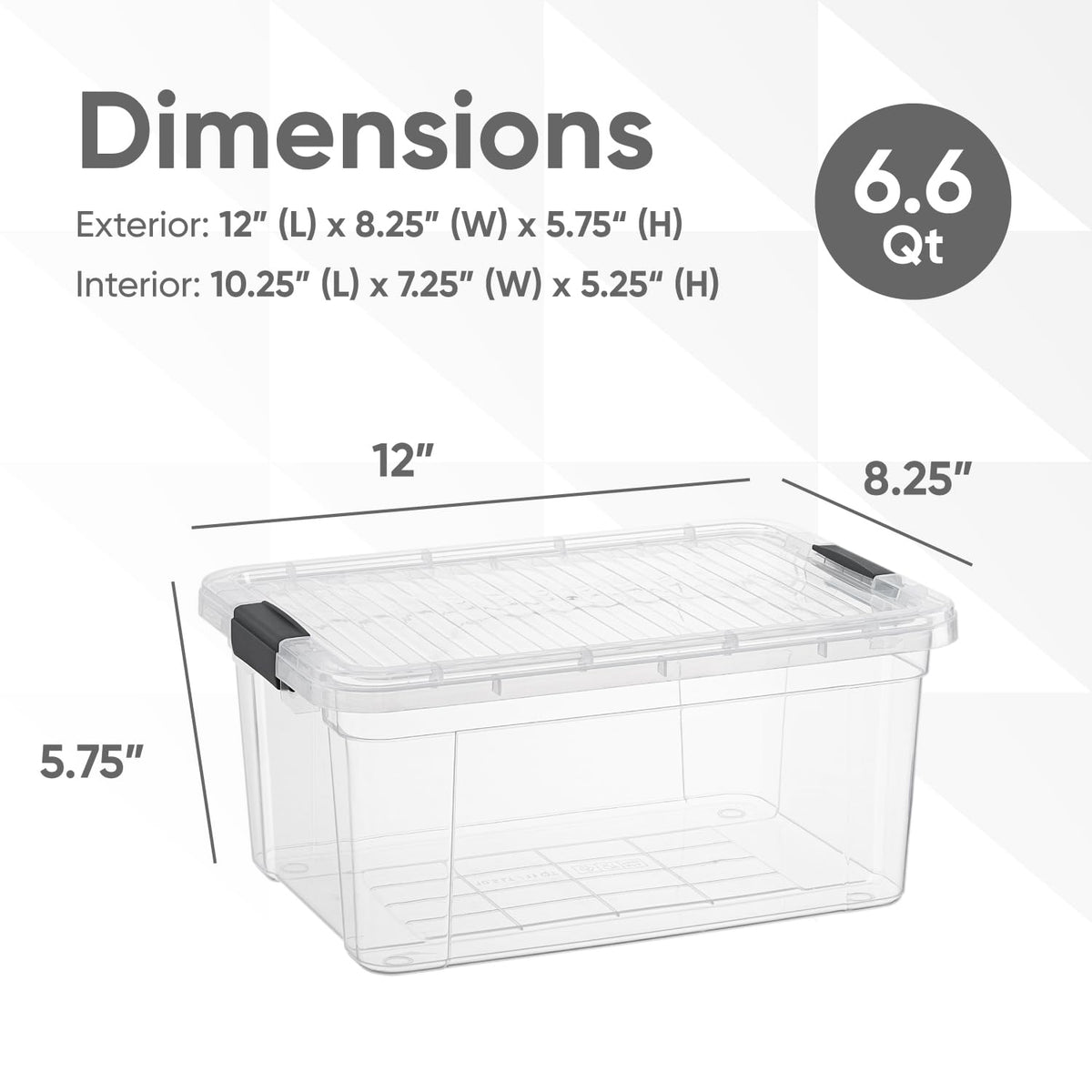 6.6 Quart Clear Plastic Storage Boxes with Lids (10 Count)