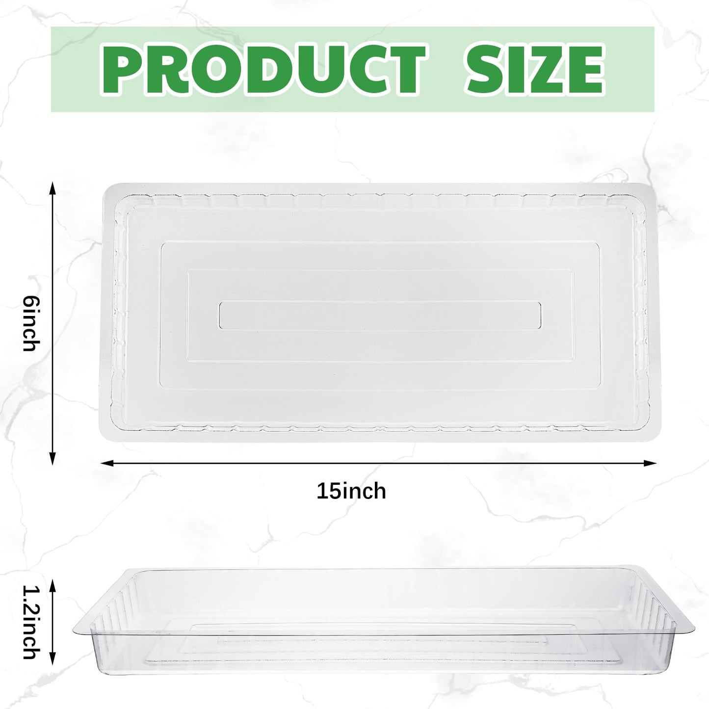 SiliFine 20 Pcs Clear Plastic Plant Saucer Rectangular Plant Drip Trays Transparent Thick Heavy Duty Plastic Liners for Planters for Indoors Outdoors Flower Pots Window Sills Window Shelf, 14" x 6"