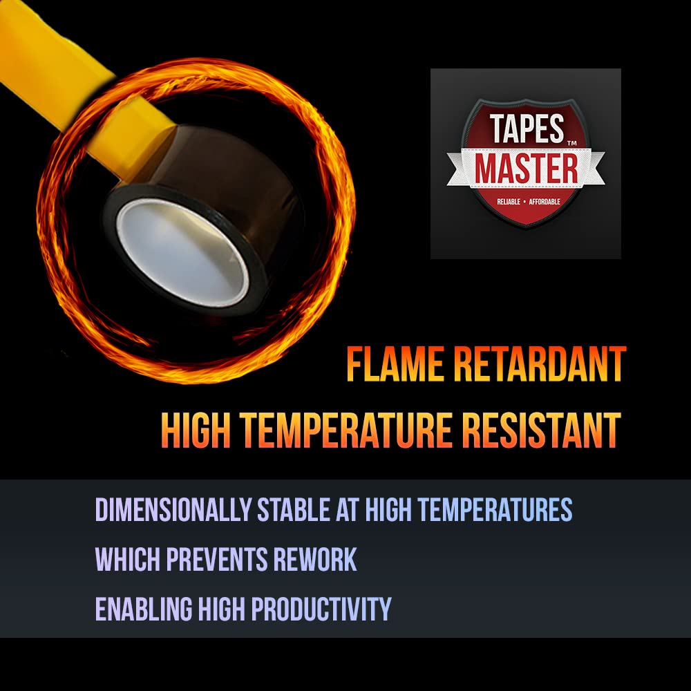 Tapes Master 5 Rolls - 1/2" x 36 Yds1 Mil Polyimide High Temperature Heat Resistant Heat Transfer Thermal Electrical Insulation Tape