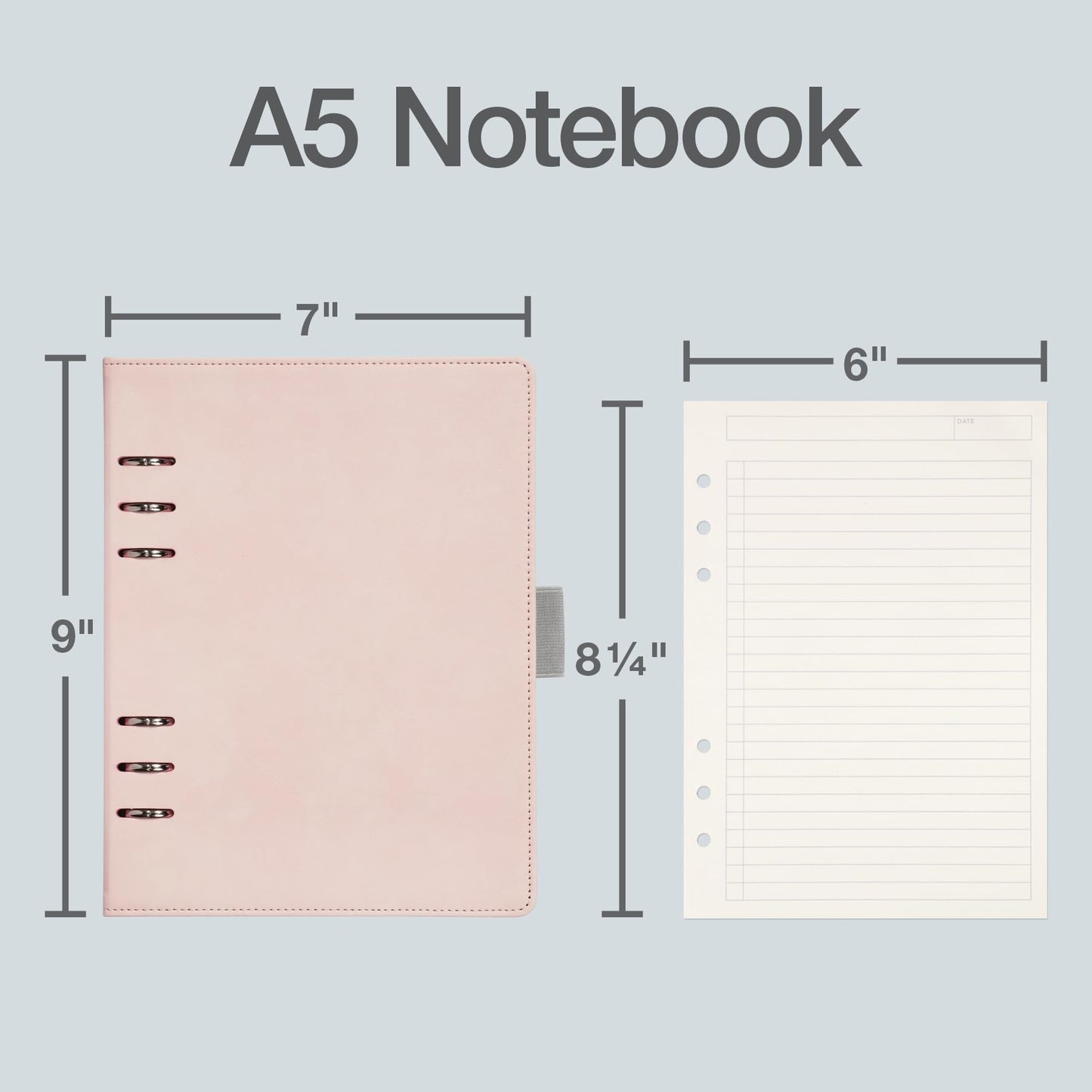 Oxford 6-Ring Professional Notebook, 7 x 9 Inch, Refillable Notebook, Writing Journal, Ivory Paper, 100 Sheets, Blush Pink Faux Leather Cover (90005)