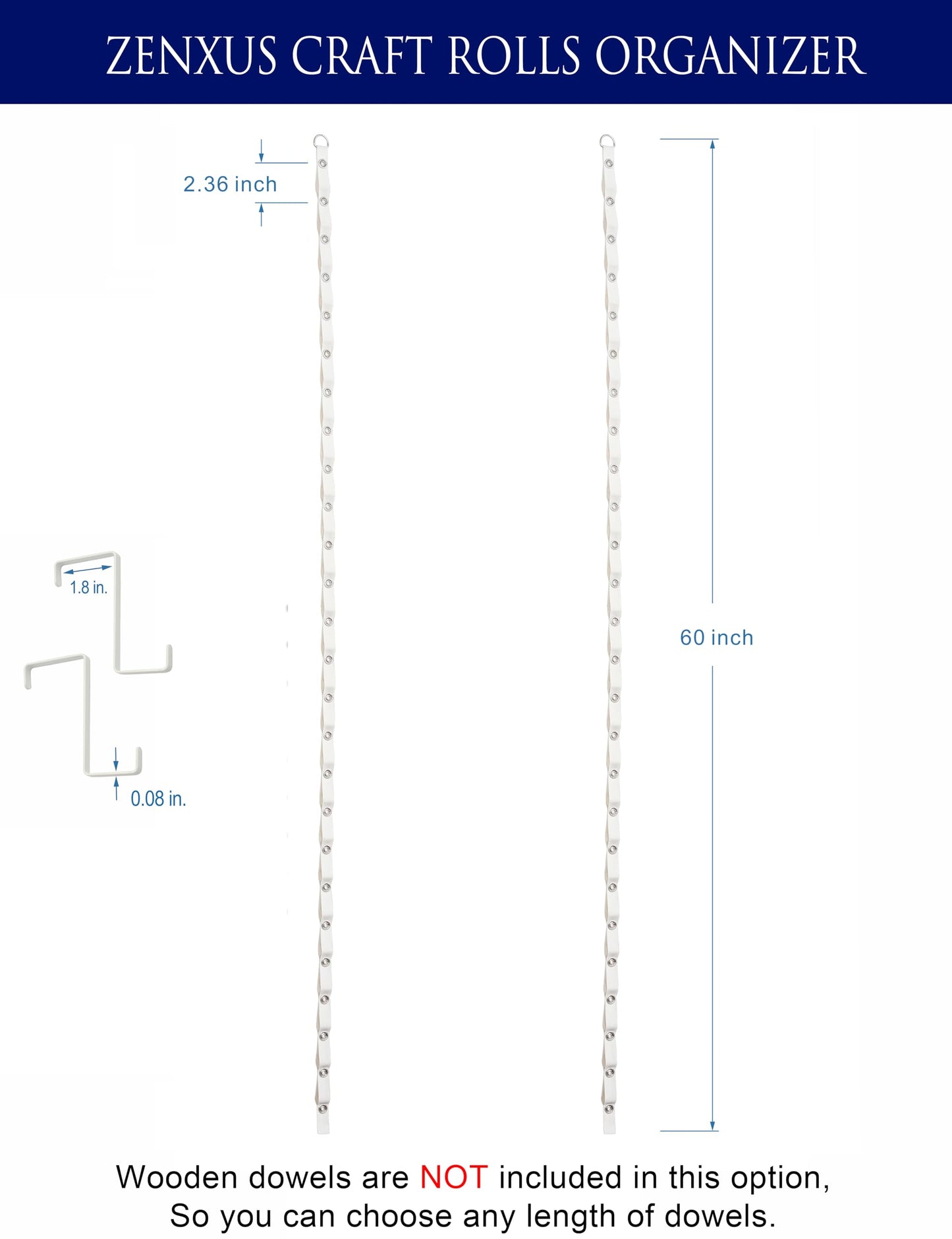 ZENXUS Door Hanging Straps for Vinyl Rolls Organizer, w/o Dowels