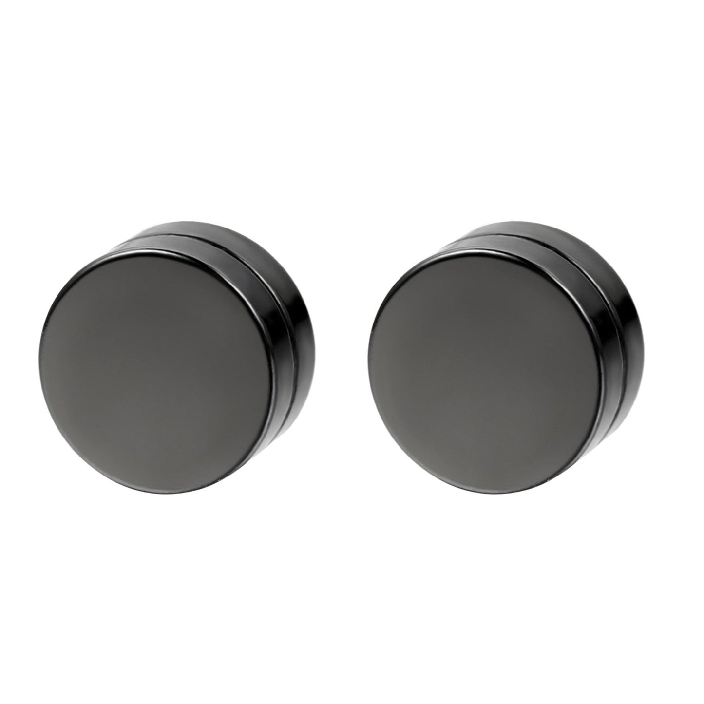 Flongo Men's Women Punk 8PCS 6-12mm Stainless Steel Black Magnetic Non-piercing Clip Fake Cheater Stud Earrings