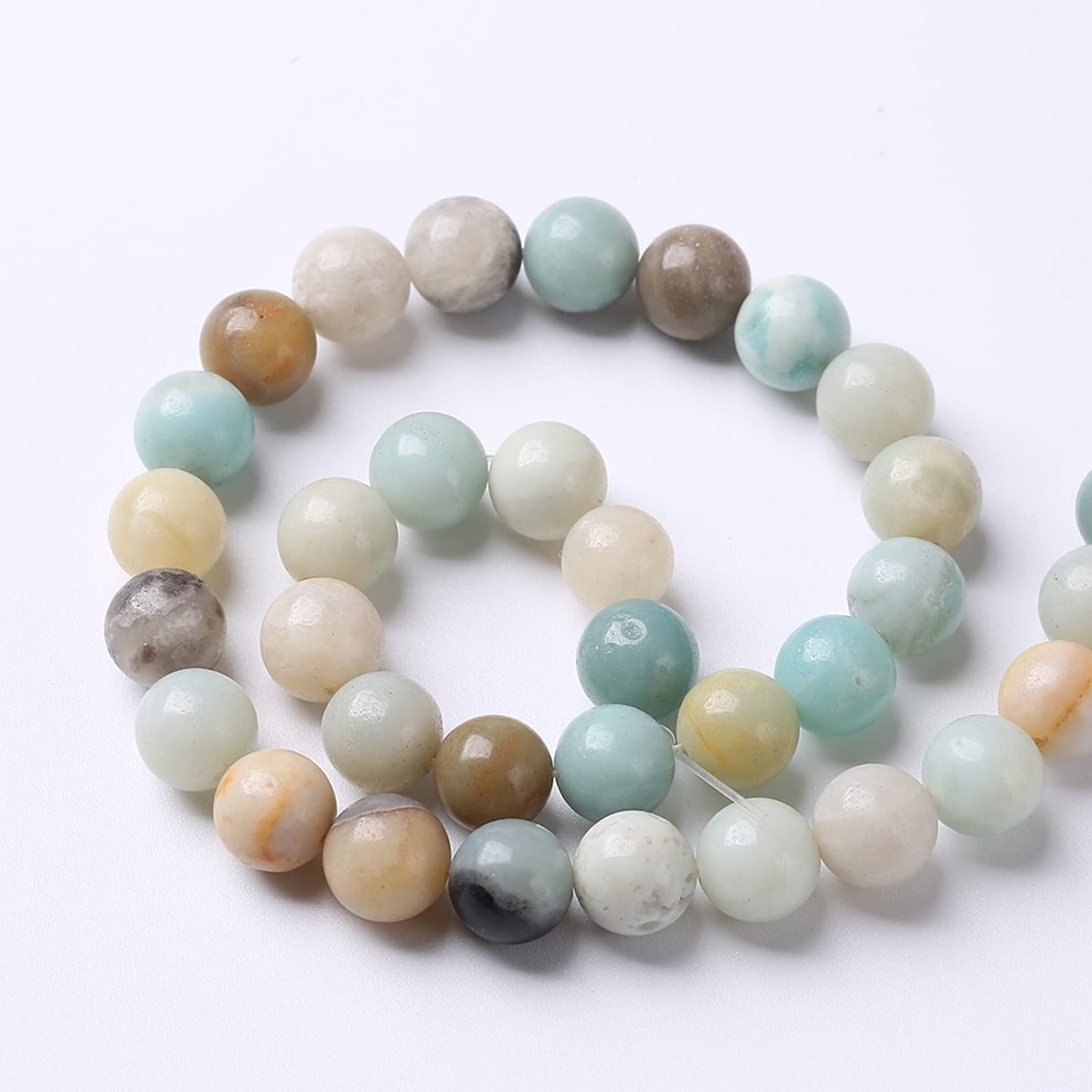 10mm 38pcs Natural Stone Beads Colorful Amazonite Gemstone Round Loose Beads for Jewelry Making DIY Bracelet Necklace Earrings15 Inch
