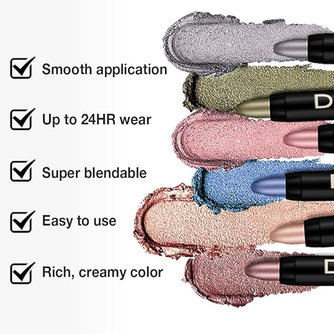 evpct Yellow Green Shimmer Cream Eye Shadow Sticks Brightener Pencils for Women, Green Silky Eyeshadow Applicator Stick Pen Waterproof, Blendable Crease-Proof Stick Eyeshadow Shimmer Eye Makeup 79