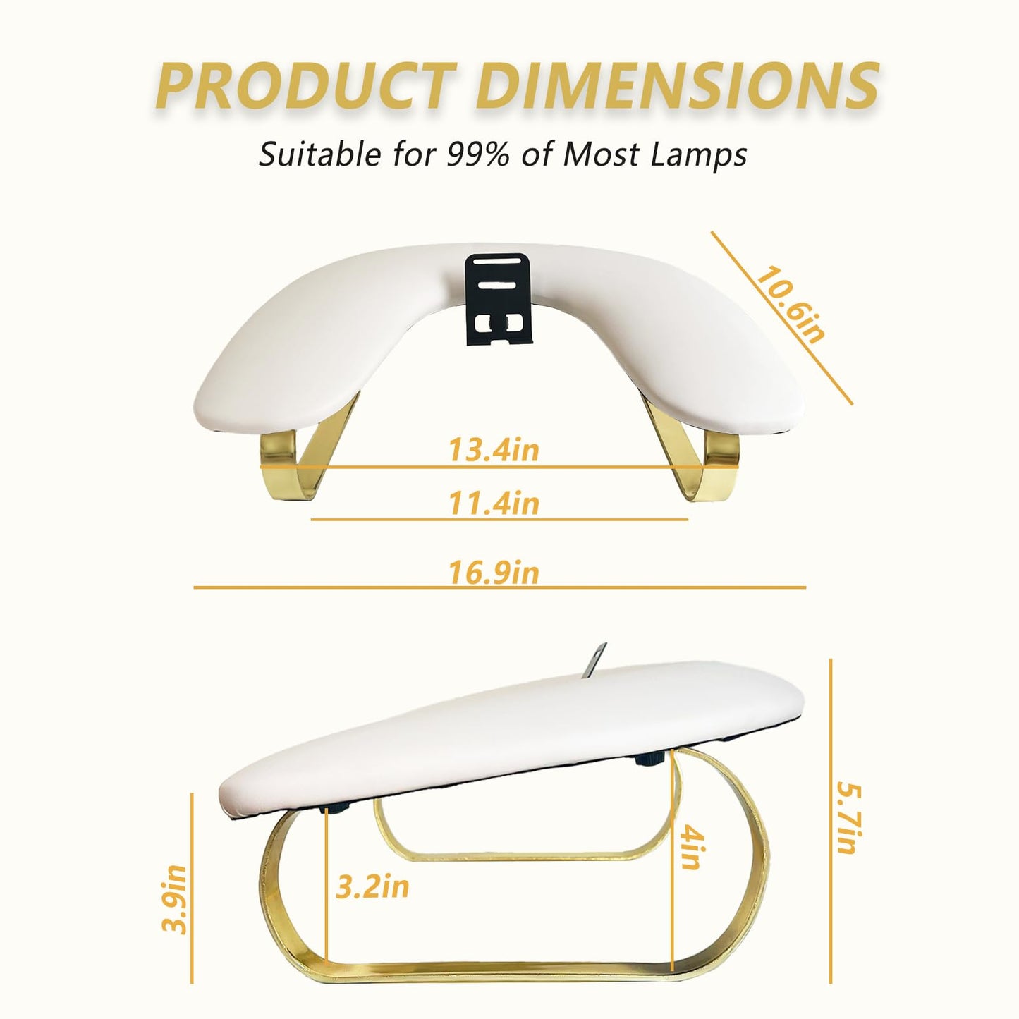 Rotating Phone Holder Nail Arm Rest, PU Leather U-Shaped Hand Stand for Nail Technicians & Manicure Use (white)