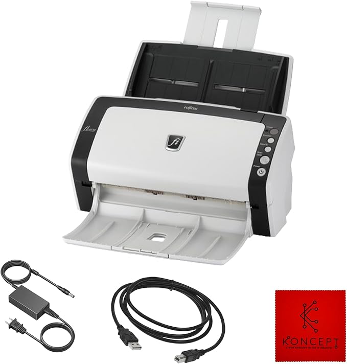FI-6130Z Fujitsu Duplex Sheet-Fed Receipt Document Scanner with 24V & USB 2.0 Cable (Renewed)