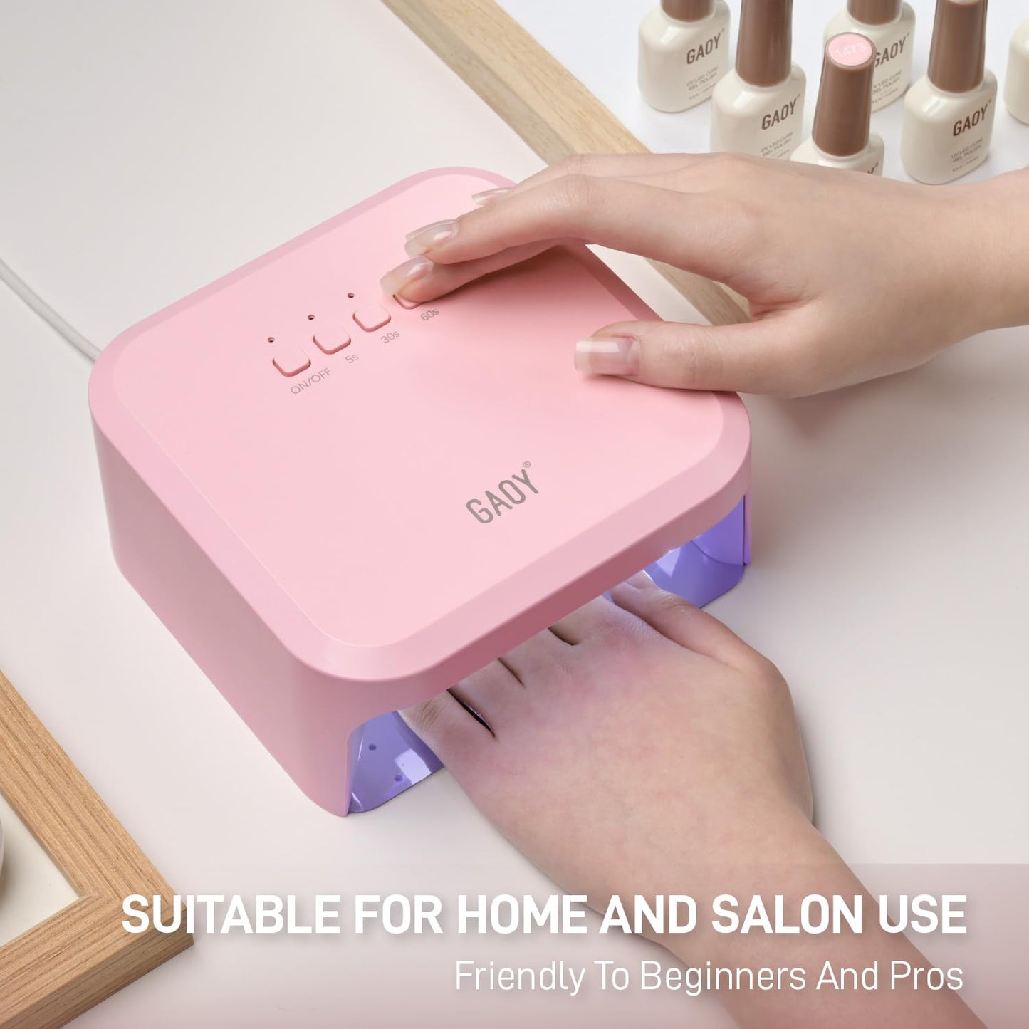 GAOY UV Light for Gel Nails, Professional Nail Dryer with Infrared Sensor and 3 Timers, Fast Curing Lamp for Salon and Manicure Art at Home, Pink