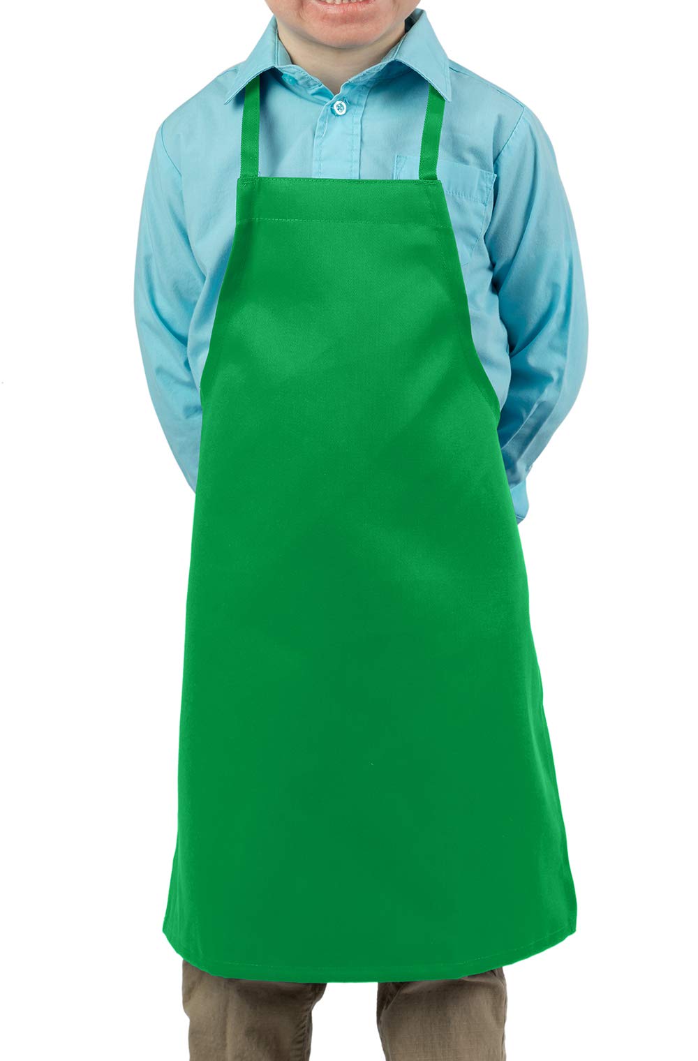 KNG Kids Cooking Apron for Girls and Boys Medium, Kelly Green, 6 Pack