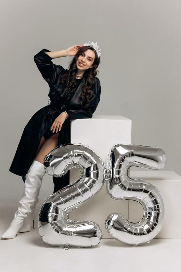 Balloon 15 Numbers, 40 Inch 15th Birthday Decorations for 1 5 15 51, Silver Big Foil Number Balloons for Wedding Store Anniversary Party Supplies