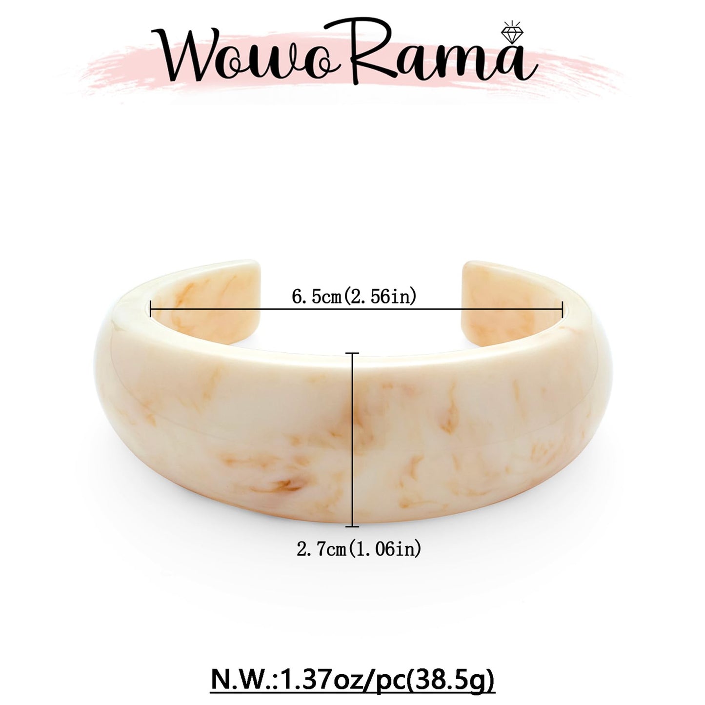 WOWORAMA Chunky Beige Acrylic Resin Cuff Bracelet for Women Trendy Acetate Mottled Dome Open Cuff Bracelets Statement Resin Bangle Jewelry