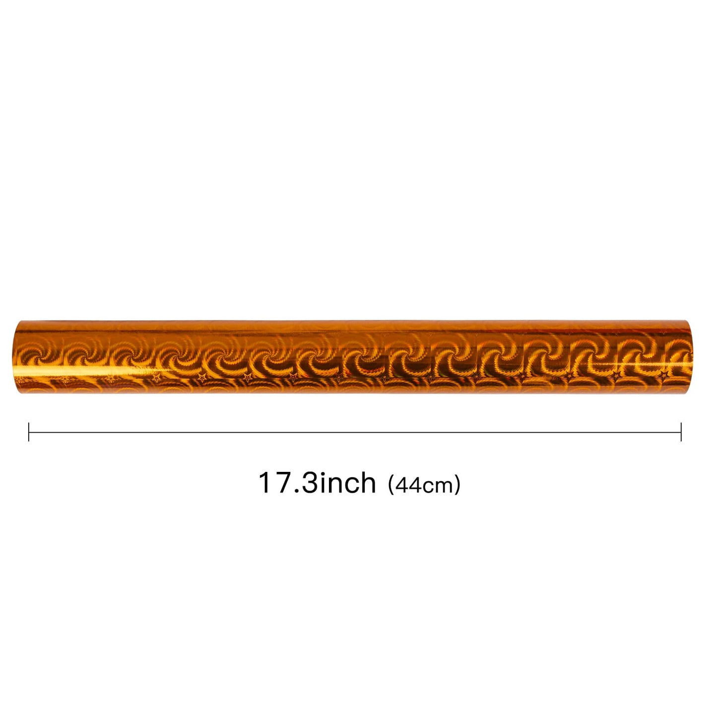 LeZakaa Fall Holographic Wrapping Paper Roll, Orange Gift Wrap with Swirl & Star Pattern Metallic Foil for Autumn, Thanksgiving, Birthday, Halloween, Wedding, Mini Roll 17 in x 32.8 ft