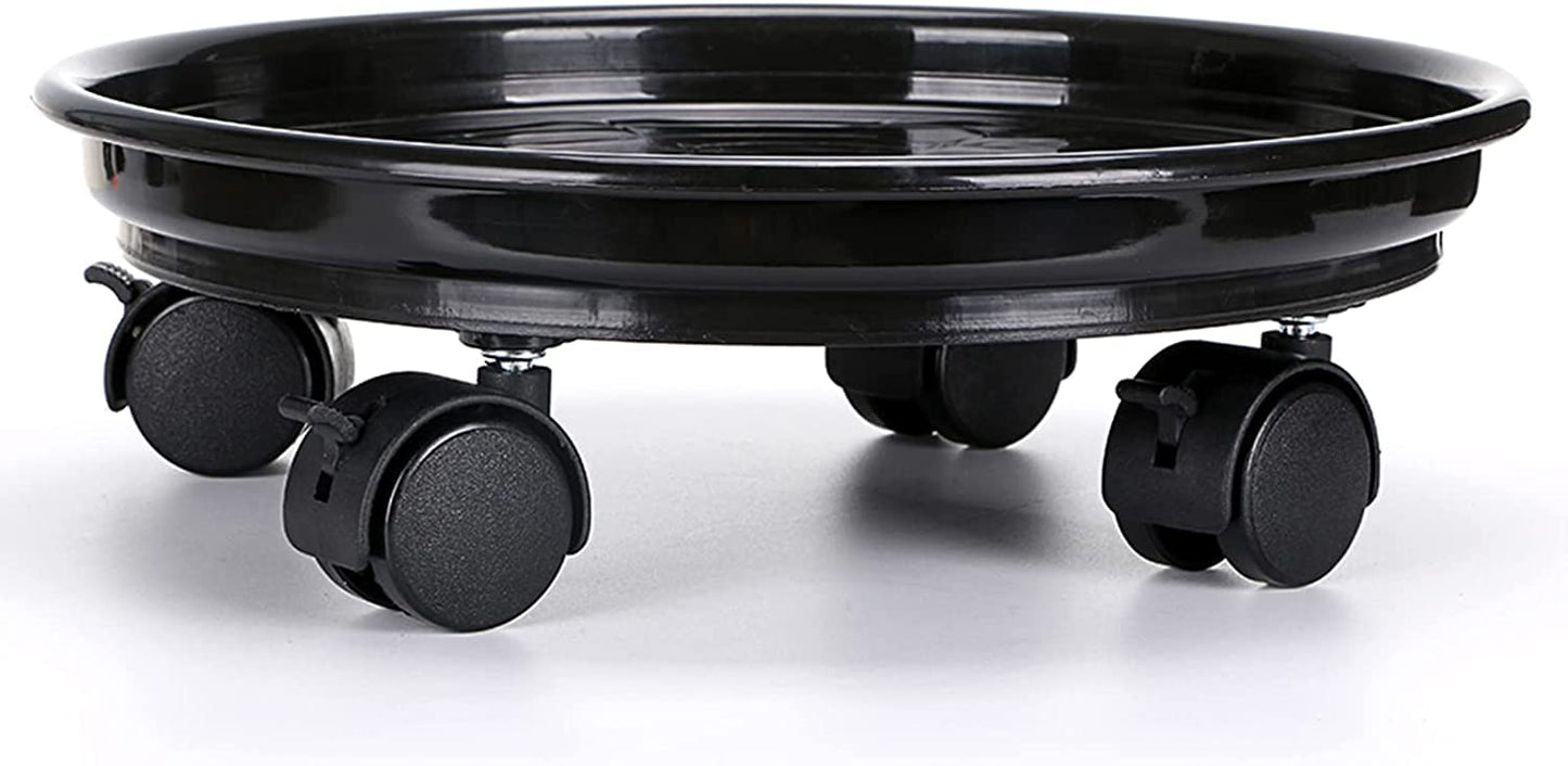 2Pcs Plant Caddy,Planter Pot Mover, Plant Pot Pallet Dolly Caster with Universal Wheels, Round Movable Planter Dolly Trolley Tray Pallet Outdoor Indoor Tree Flower Stand Planter (13 inch+2pcs+black)