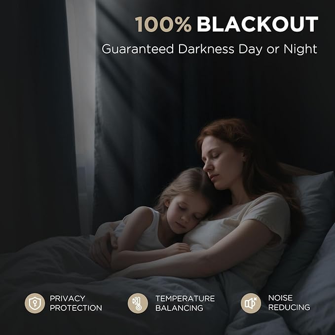 Joydeco Blackout Curtains for Bedroom - 100% Light Blocking 2 Panels Set White Drapes 66" W x 90" L, Thermal Insulated Room Darkening Curtains, Linen Textured for Living Room, Rod Pocket & Back Tabs
