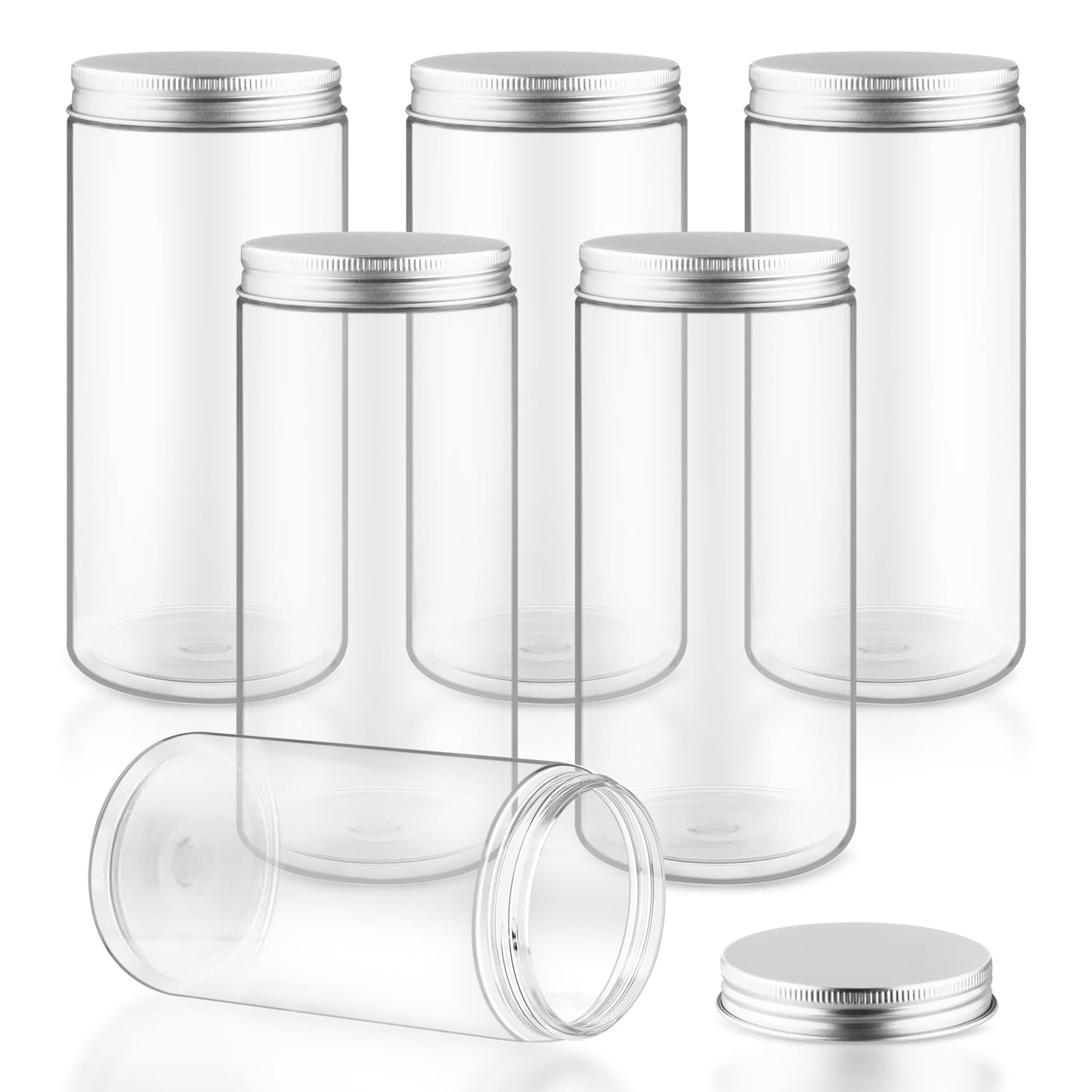 6 Pack 16 Ounce/500ml Plastic Jars Clear Slime Containers Wide Mouth Mason Jars Storage Containers with Screw Lids for Household Home Kitchen